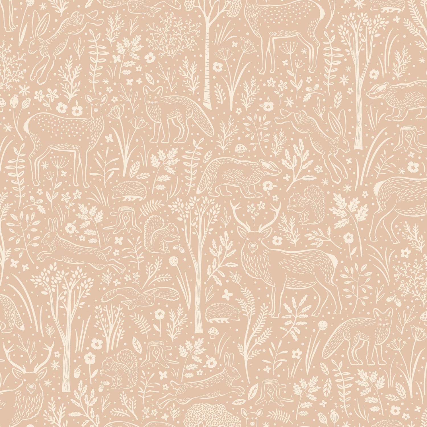 Trees all-over Wallpaper in pink color - pattern number GDLD3418 - by Grandeco in the Little Dreamers collection