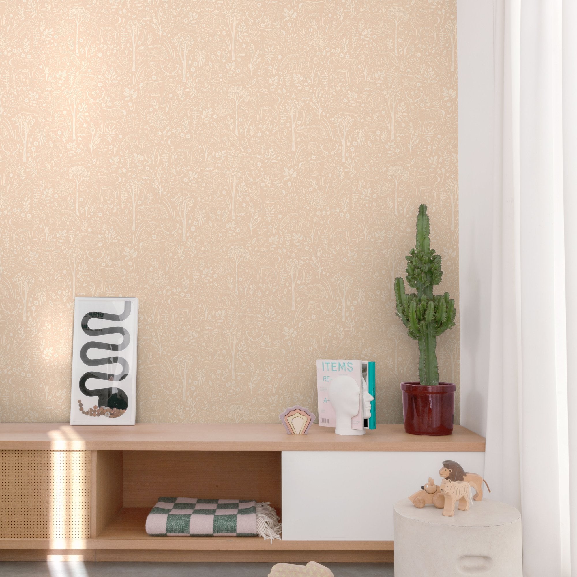 Trees all-over Wallpaper in pink color - pattern number GDLD3418 - by Grandeco in the Little Dreamers collection