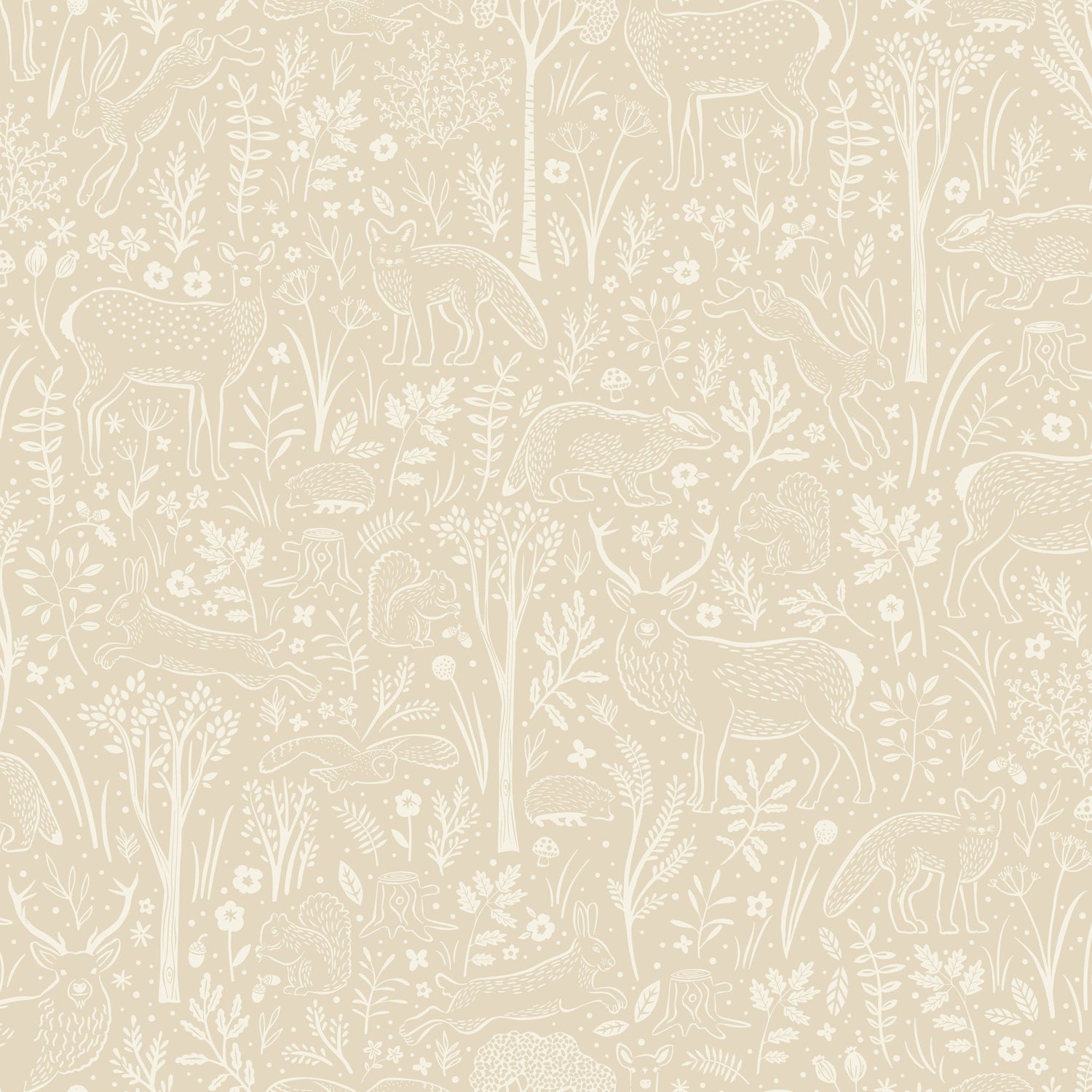 Trees all-over Wallpaper in beige color - pattern number GDLD3419 - by Grandeco in the Little Dreamers collection