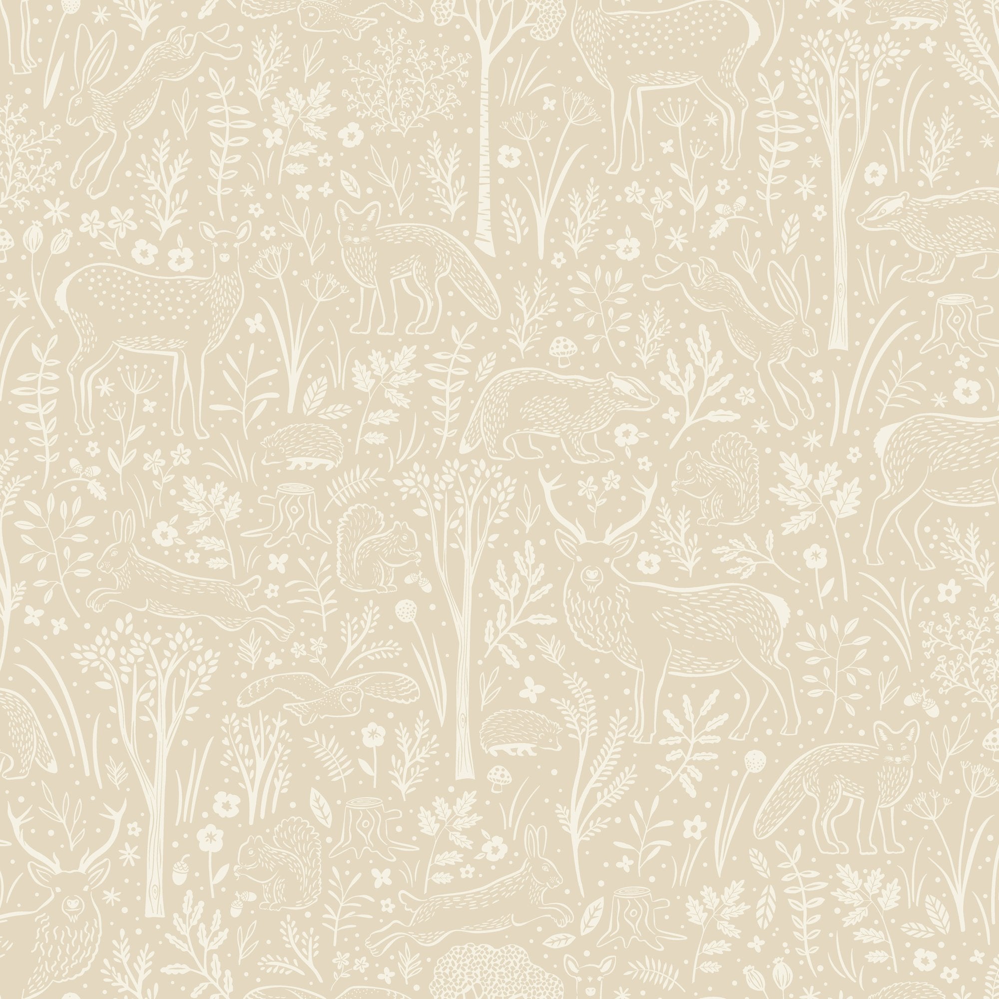 Trees all-over Wallpaper in beige color - pattern number GDLD3419 - by Grandeco in the Little Dreamers collection