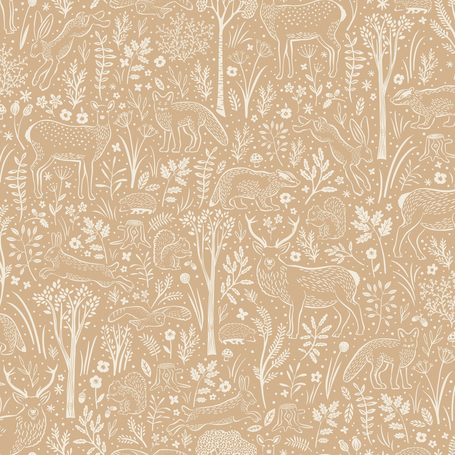 Trees all-over Wallpaper in brown color - pattern number GDLD3421 - by Grandeco in the Little Dreamers collection