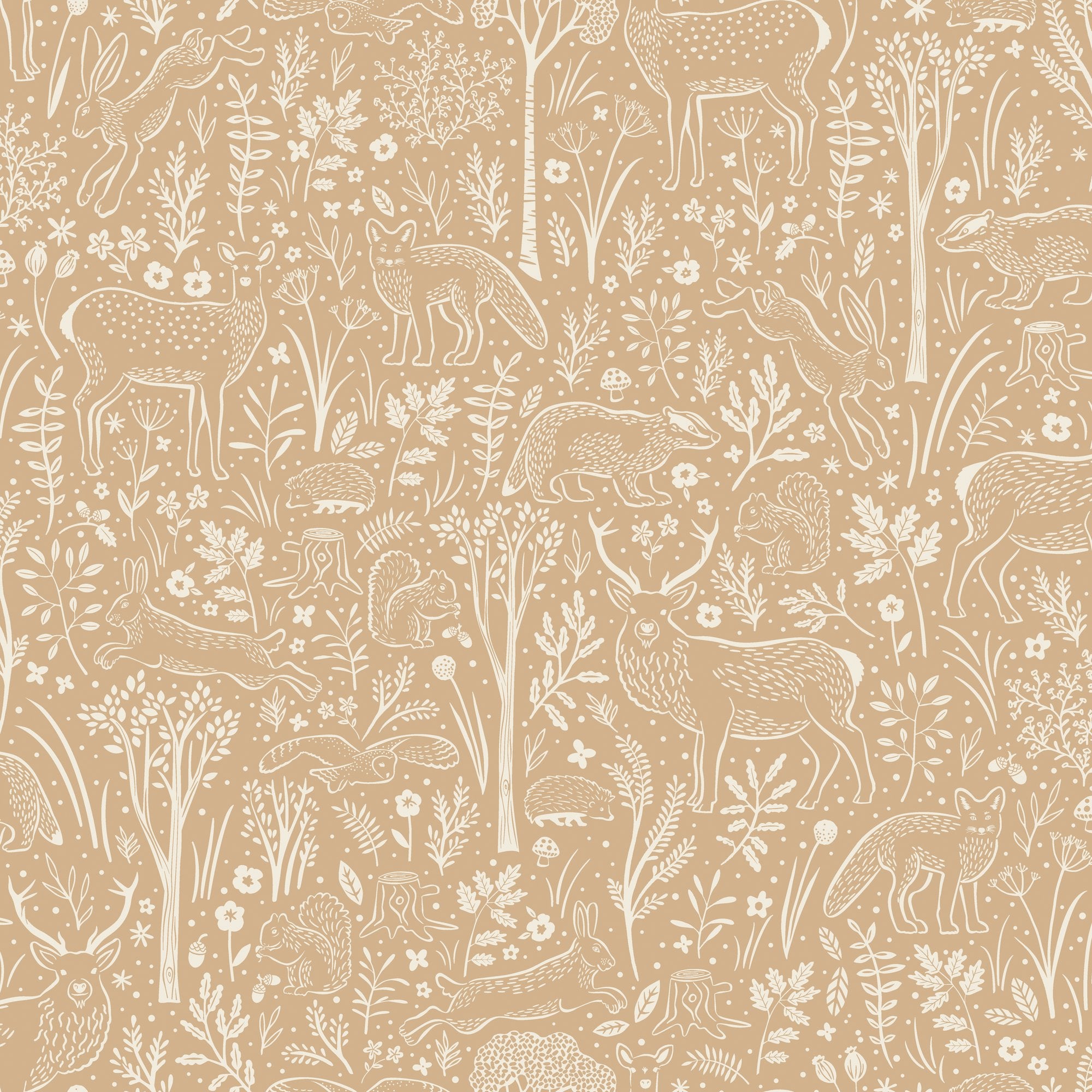 Trees all-over Wallpaper in brown color - pattern number GDLD3421 - by Grandeco in the Little Dreamers collection