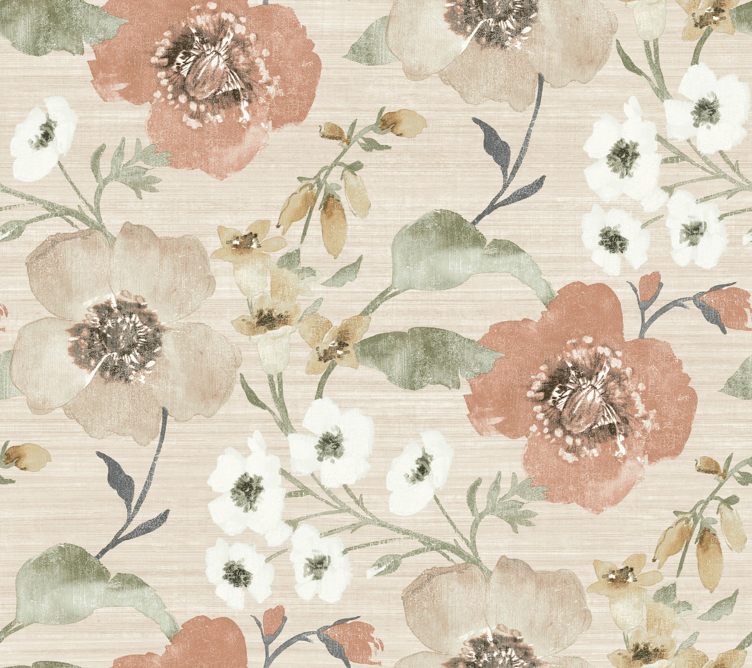Evelyn wallpaper in apricot color - pattern number LL3201 - by Antonina Vella in the Layered Luxe collection