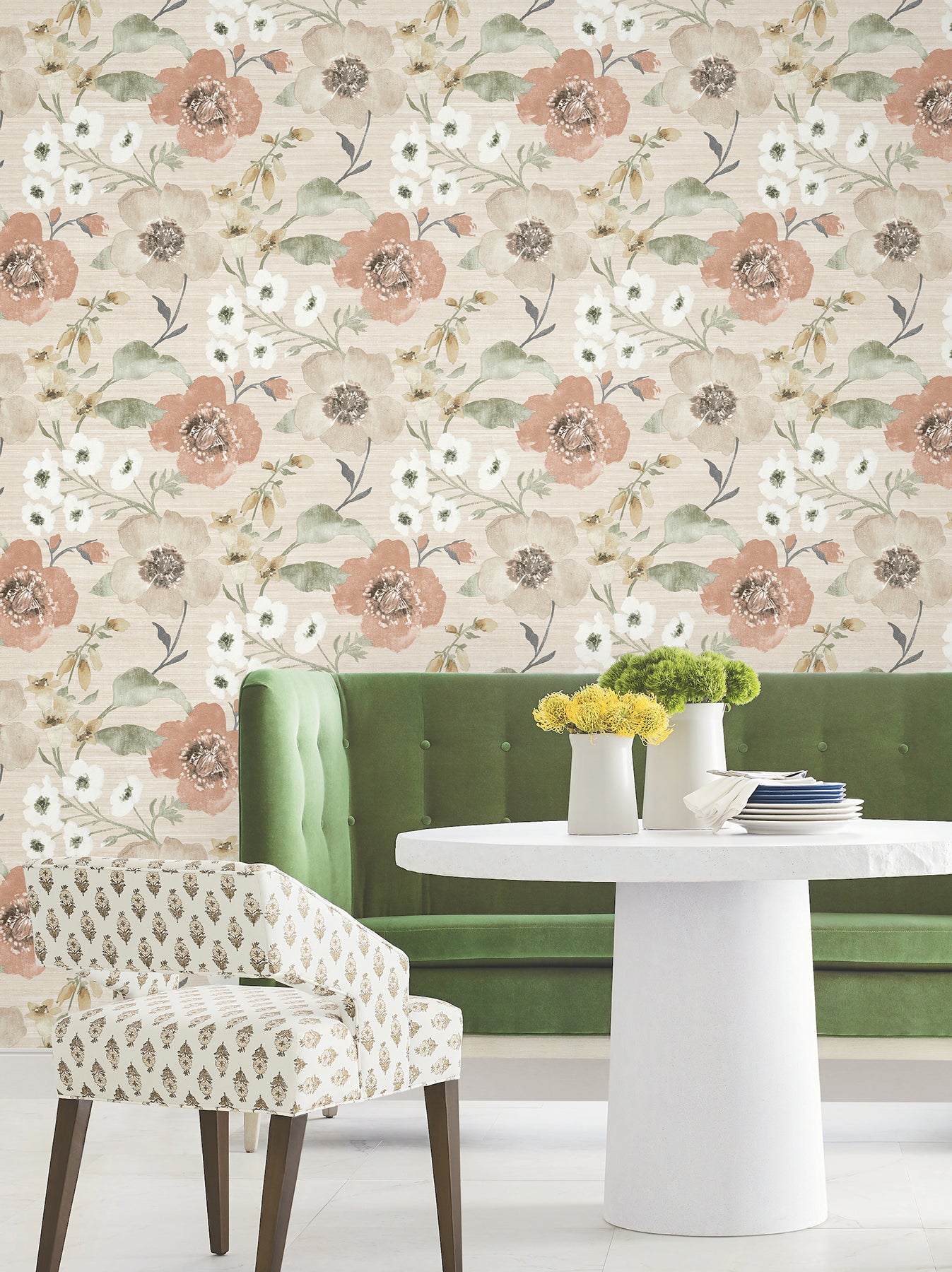 Evelyn wallpaper in apricot color - pattern number LL3201 - by Antonina Vella in the Layered Luxe collection