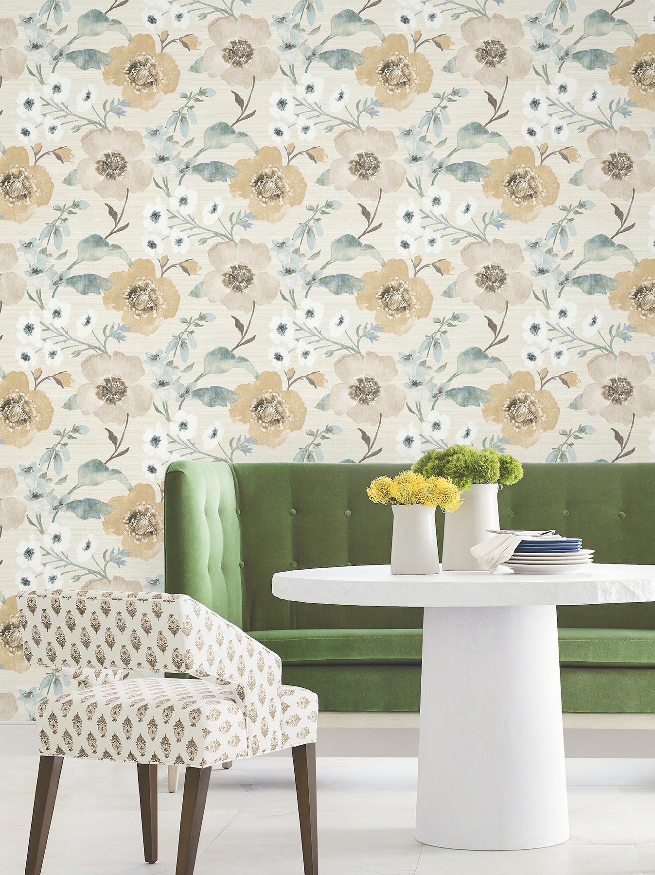 Evelyn wallpaper in wheat color - pattern number LL3204 - by Antonina Vella in the Layered Luxe collection