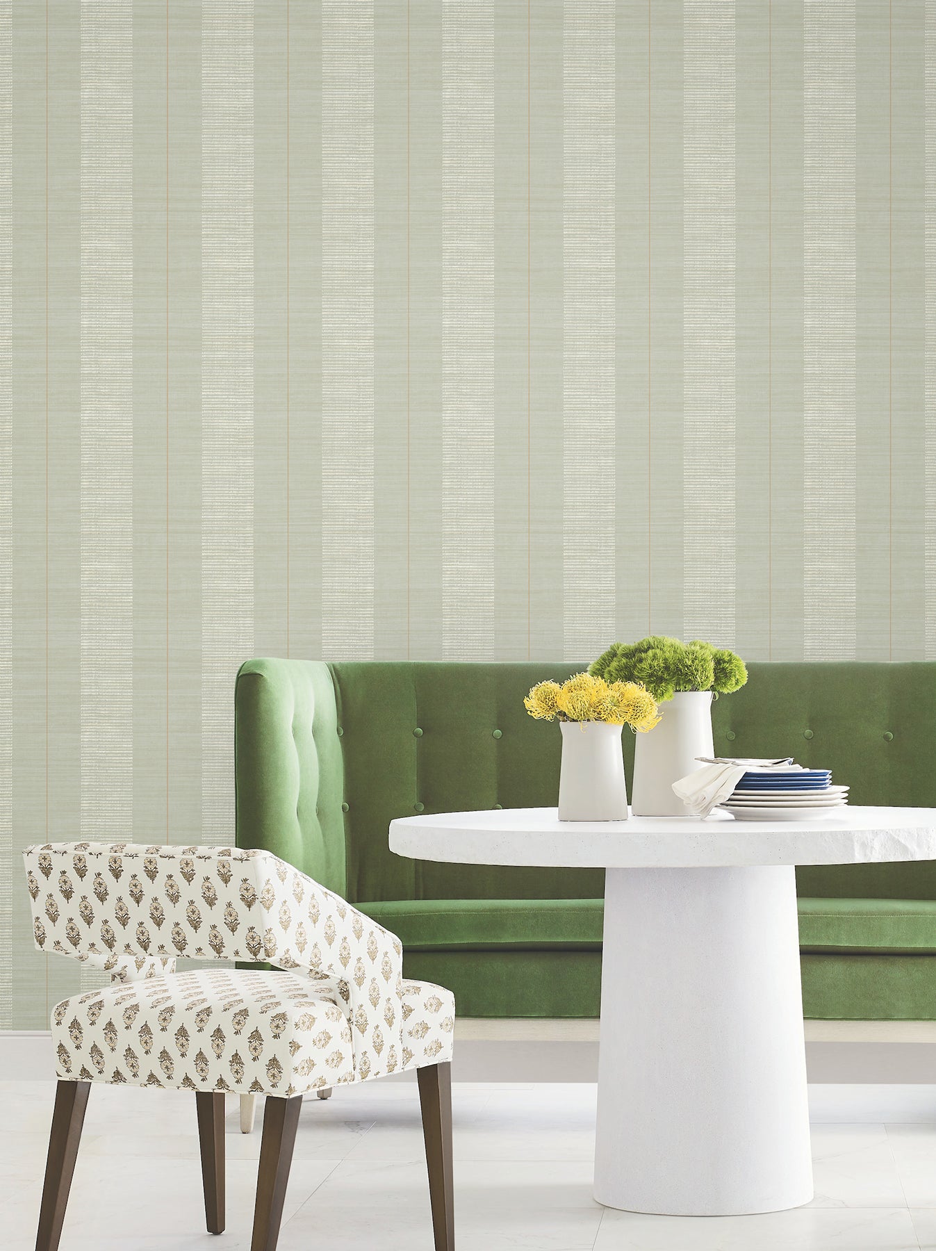 Colbert Stripe wallpaper in seafoam color - pattern number LL3206 - by Antonina Vella in the Layered Luxe collection
