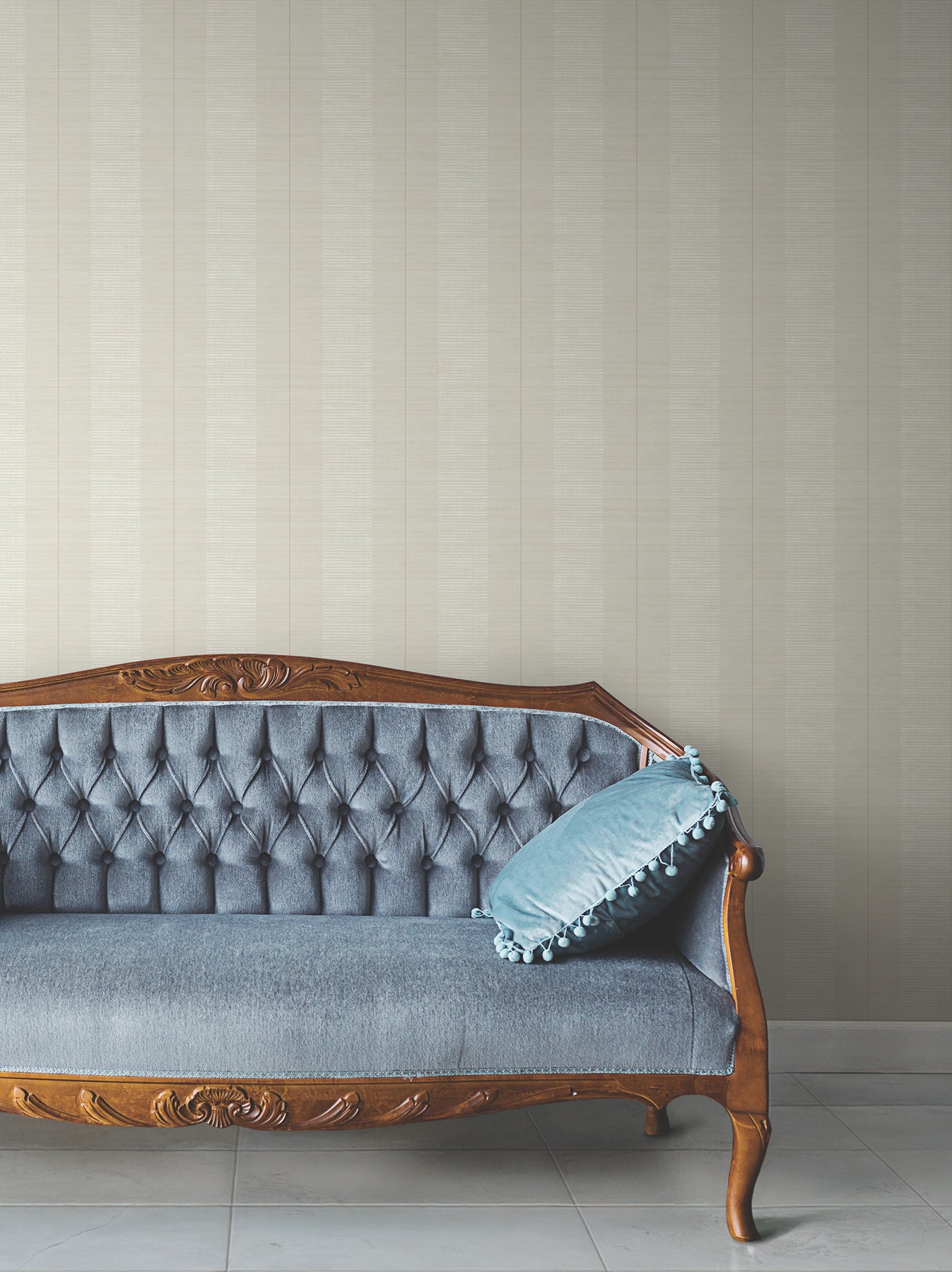 Colbert Stripe wallpaper in light grey color - pattern number LL3207 - by Antonina Vella in the Layered Luxe collection