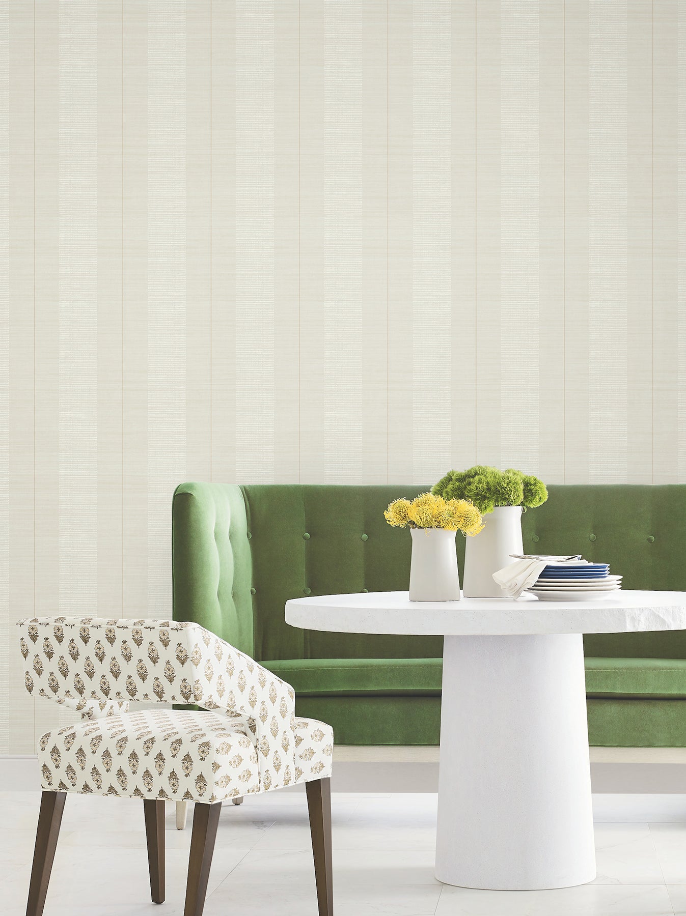 Colbert Stripe wallpaper in light grey color - pattern number LL3207 - by Antonina Vella in the Layered Luxe collection