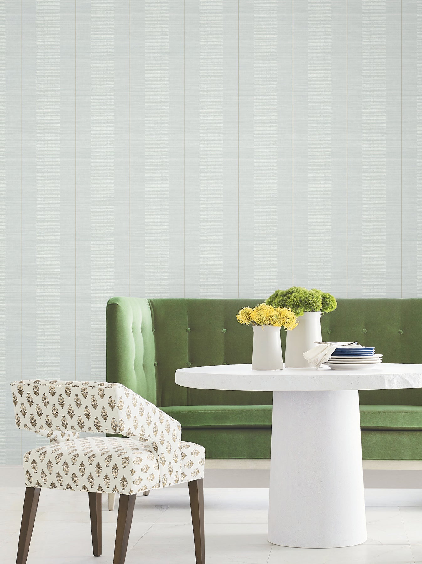 Colbert Stripe wallpaper in light blue color - pattern number LL3210 - by Antonina Vella in the Layered Luxe collection