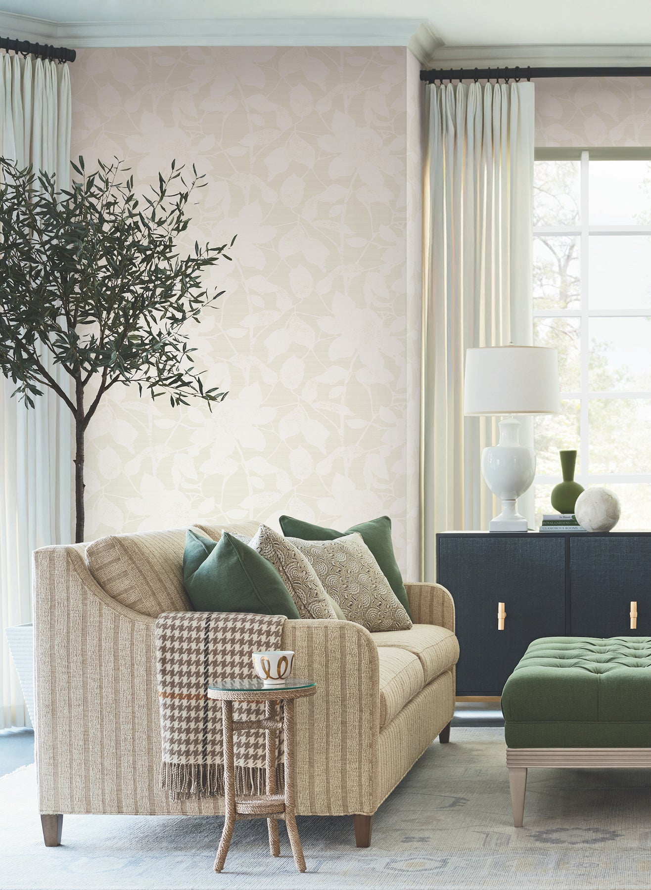Solange wallpaper in dove color - pattern number LL3212 - by Antonina Vella in the Layered Luxe collection