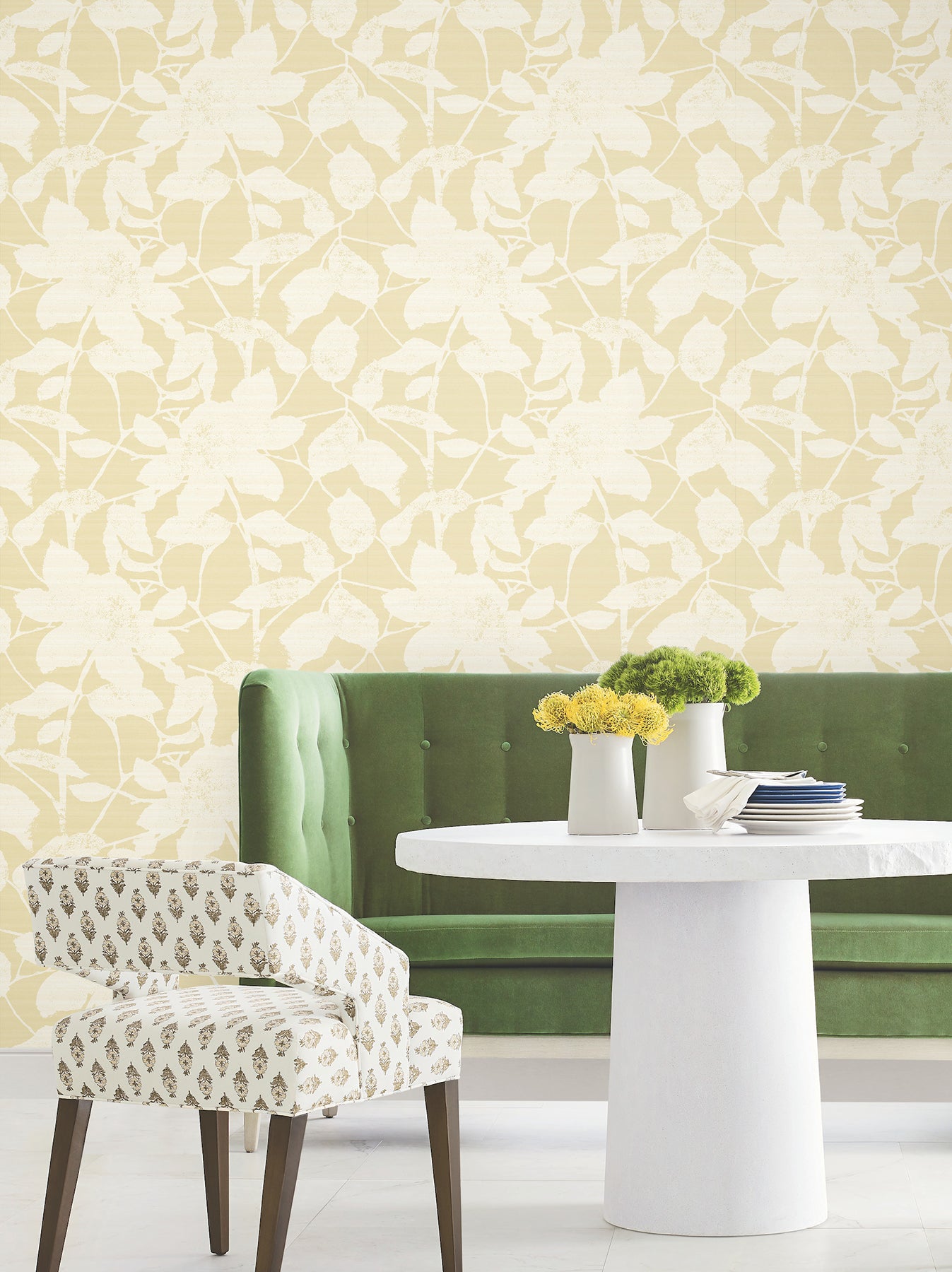 Solange wallpaper in butter color - pattern number LL3215 - by Antonina Vella in the Layered Luxe collection