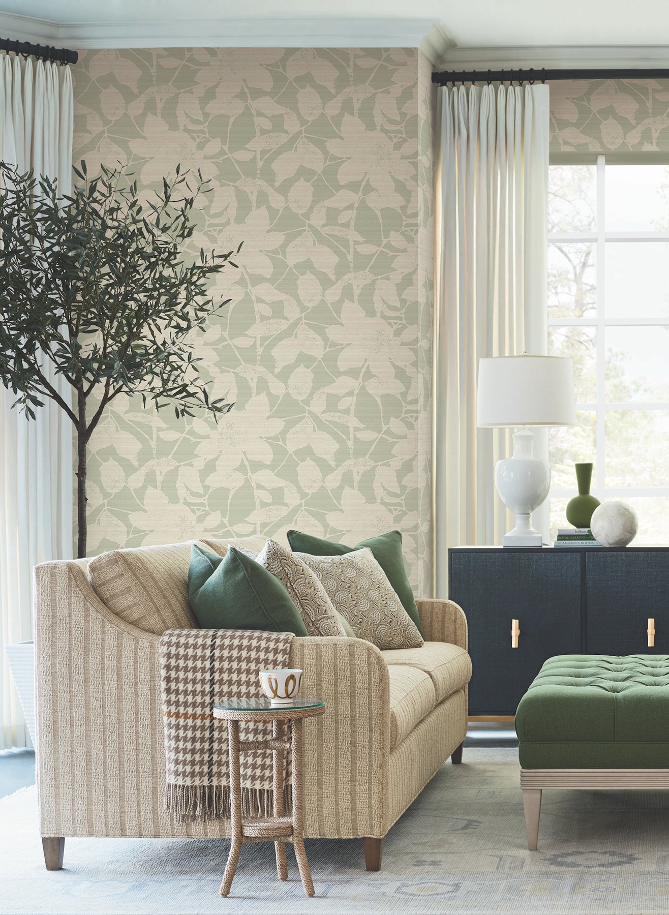Solange wallpaper in sage color - pattern number LL3216 - by Antonina Vella in the Layered Luxe collection