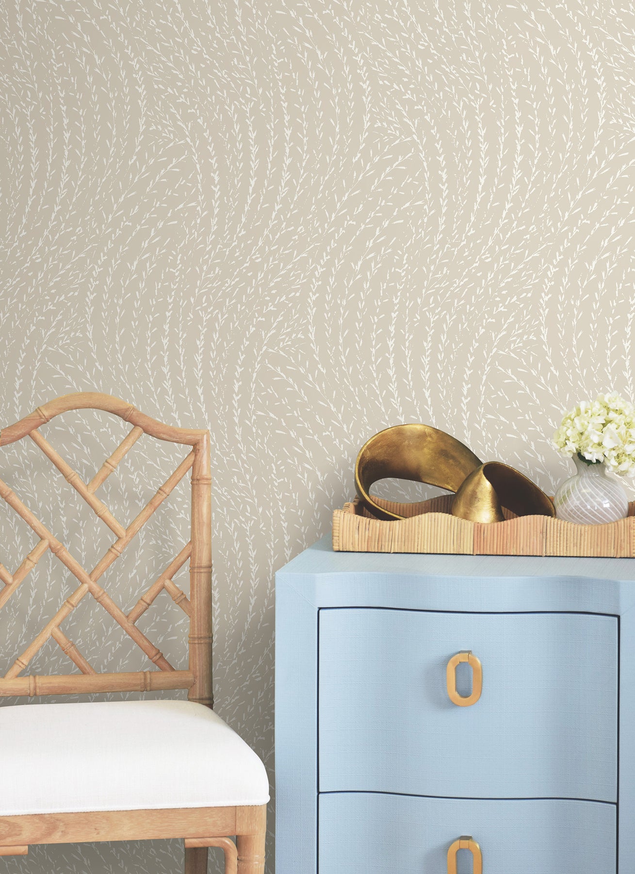Willow Song wallpaper in taupe color - pattern number LL3218 - by Antonina Vella in the Layered Luxe collection