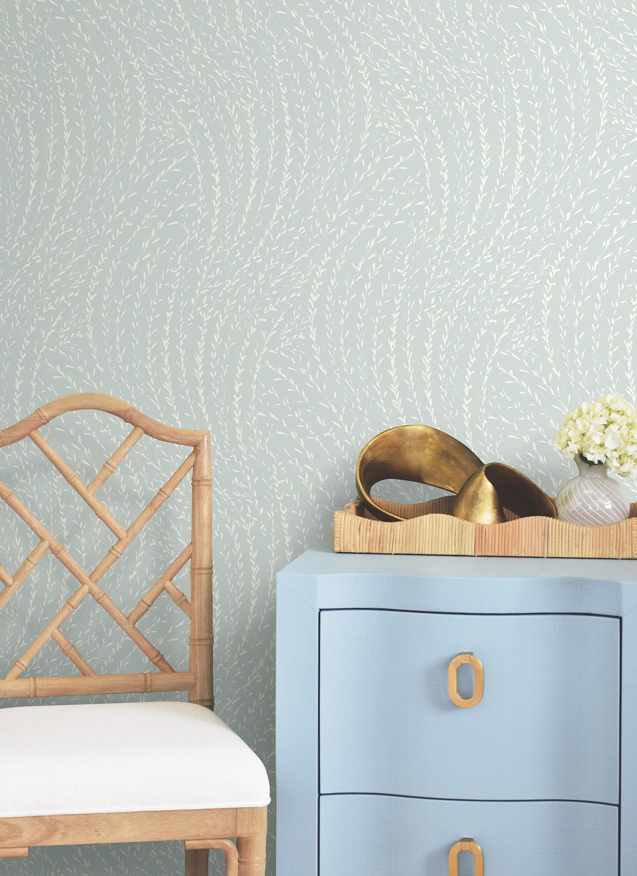 Willow Song wallpaper in light blue color - pattern number LL3220 - by Antonina Vella in the Layered Luxe collection