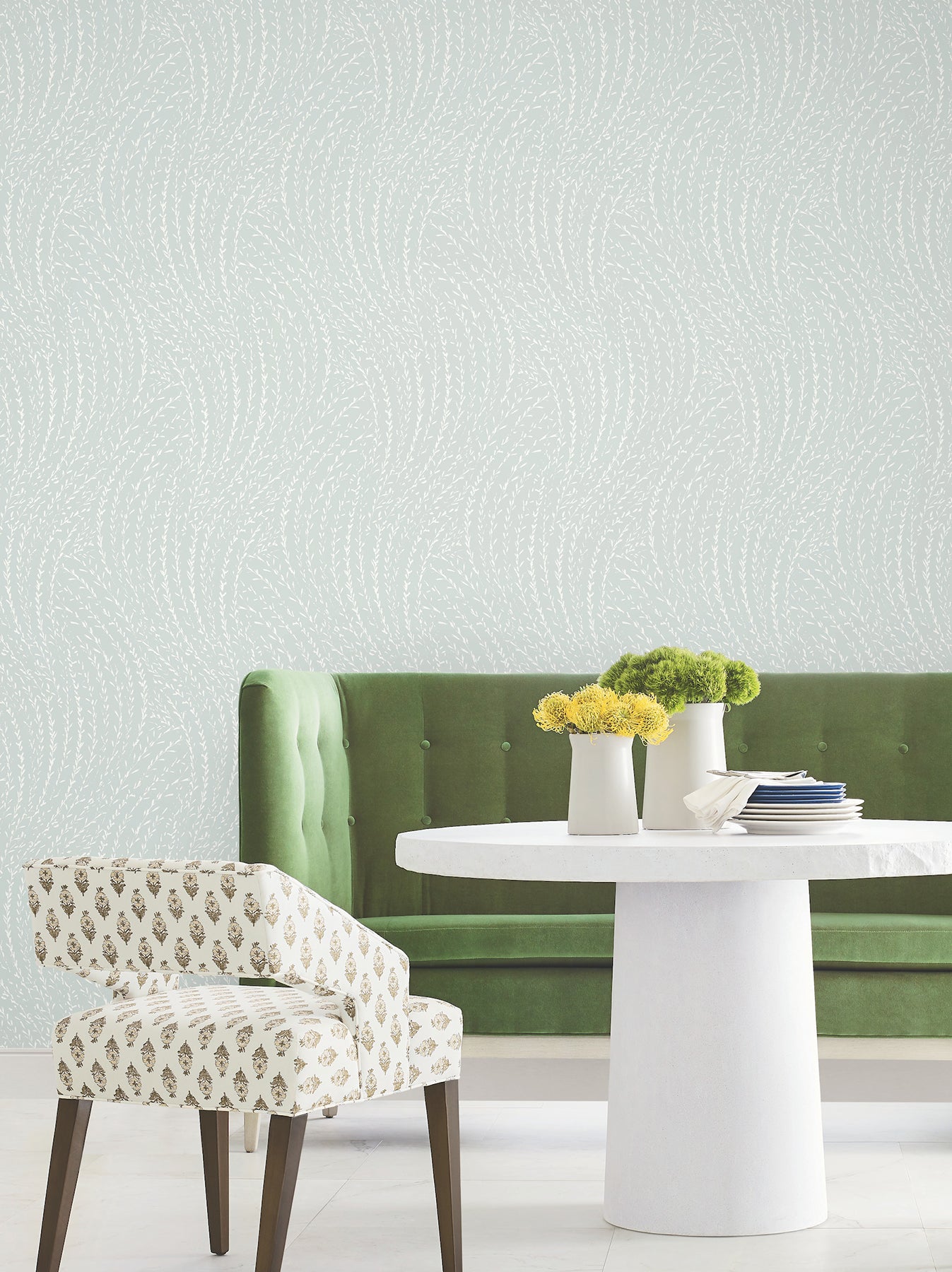 Willow Song wallpaper in light blue color - pattern number LL3220 - by Antonina Vella in the Layered Luxe collection