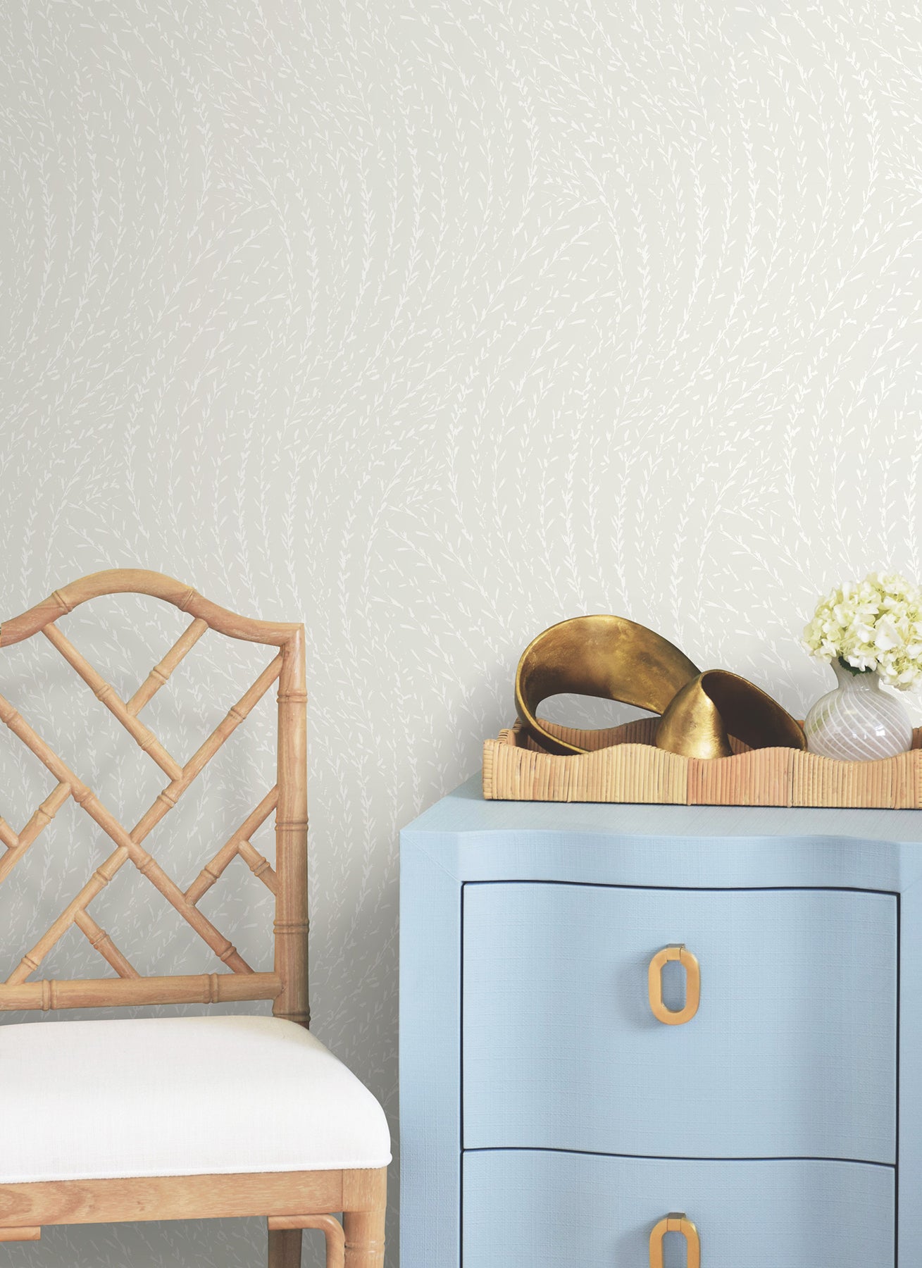 Willow Song wallpaper in dove color - pattern number LL3222 - by Antonina Vella in the Layered Luxe collection