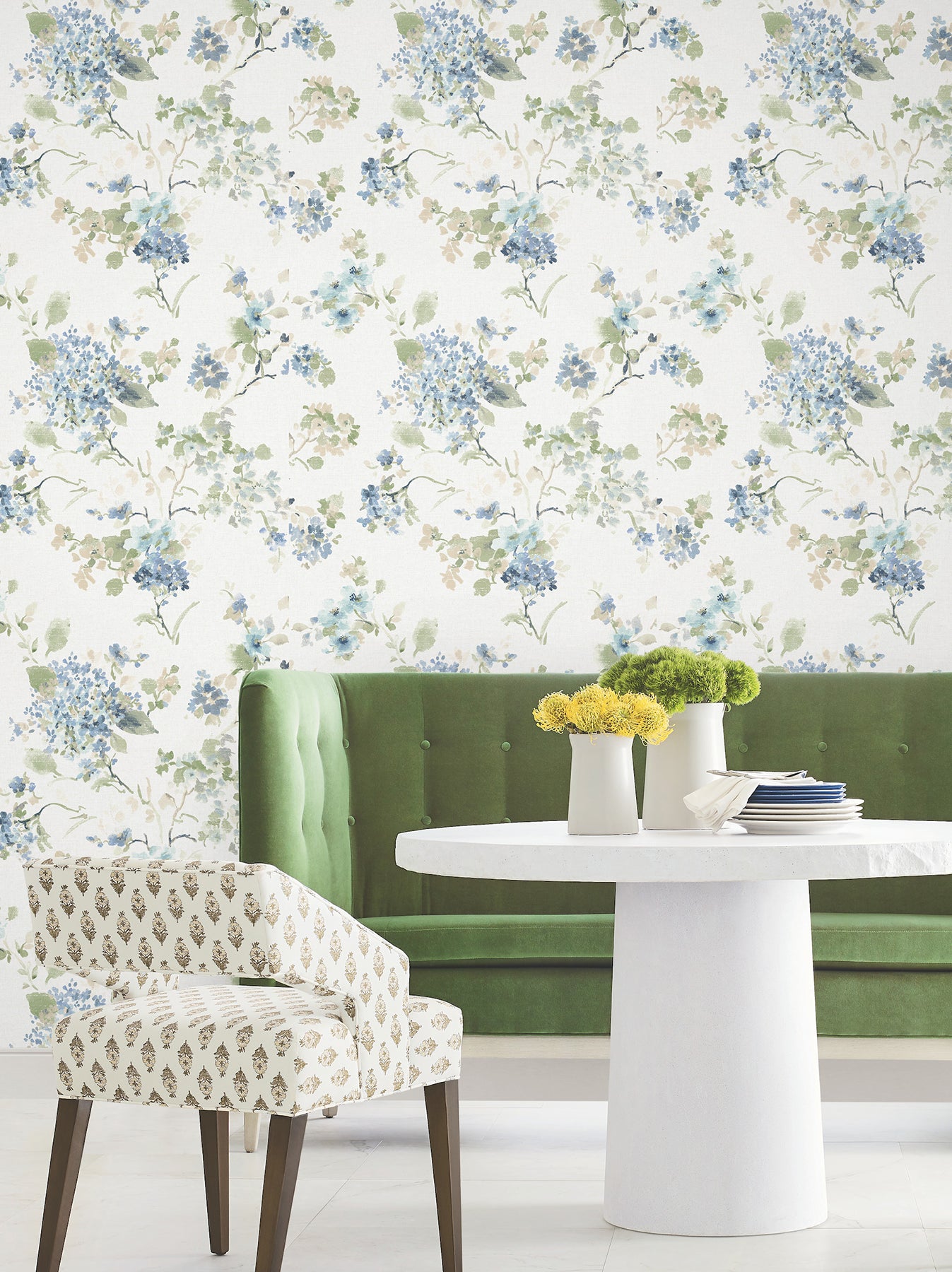 Veiled Garden wallpaper in sky blue color - pattern number LL3229 - by Antonina Vella in the Layered Luxe collection