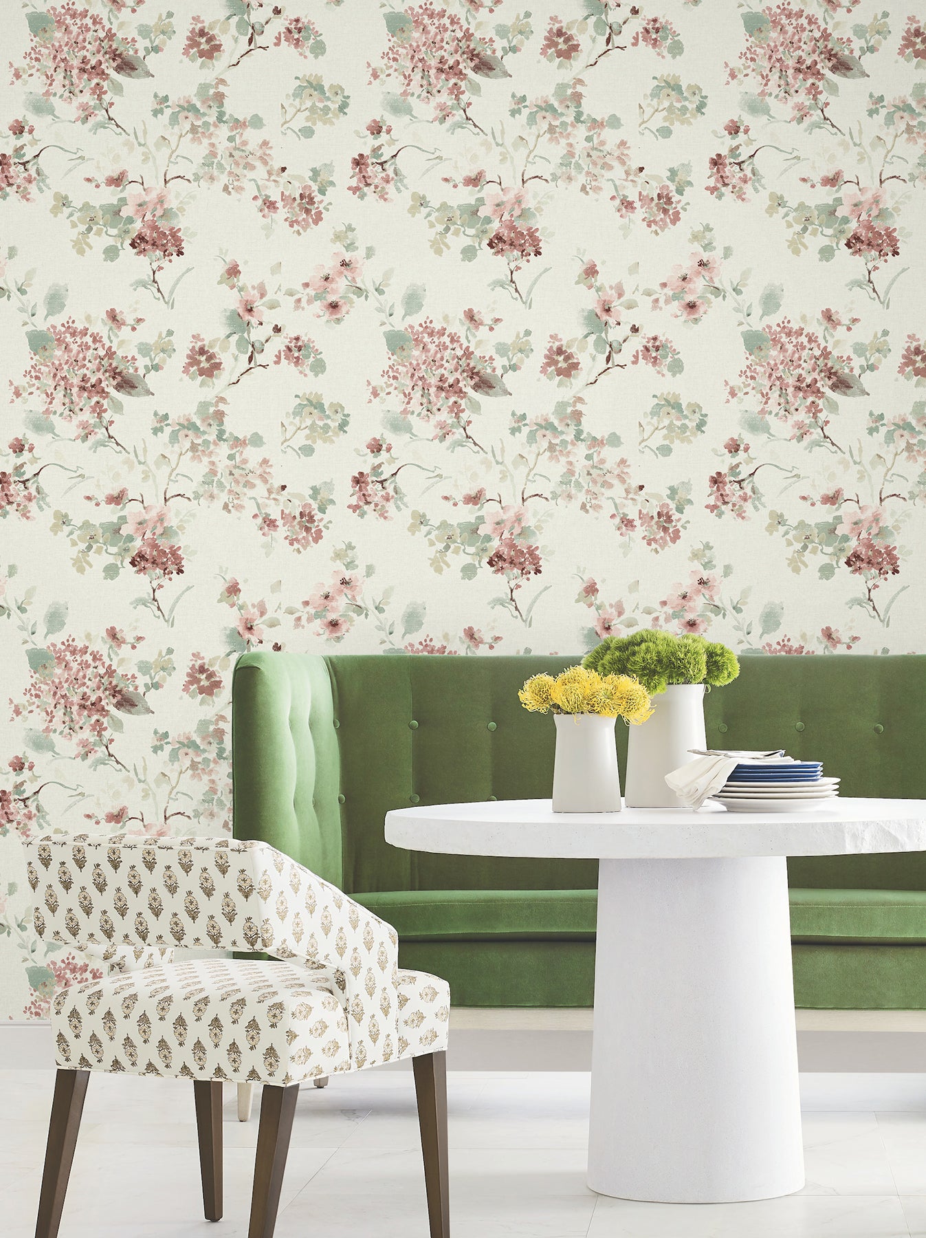Veiled Garden wallpaper in rose color - pattern number LL3230 - by Antonina Vella in the Layered Luxe collection