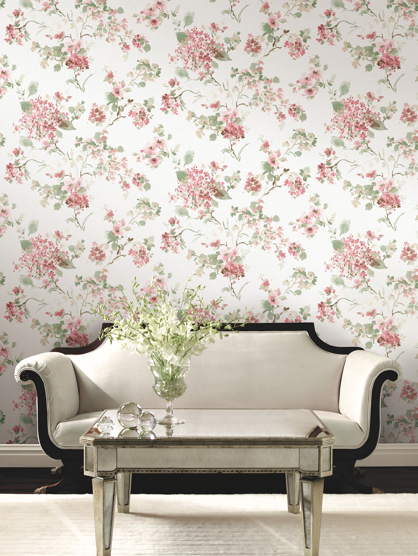 Veiled Garden wallpaper in pink color - pattern number LL3231 - by Antonina Vella in the Layered Luxe collection