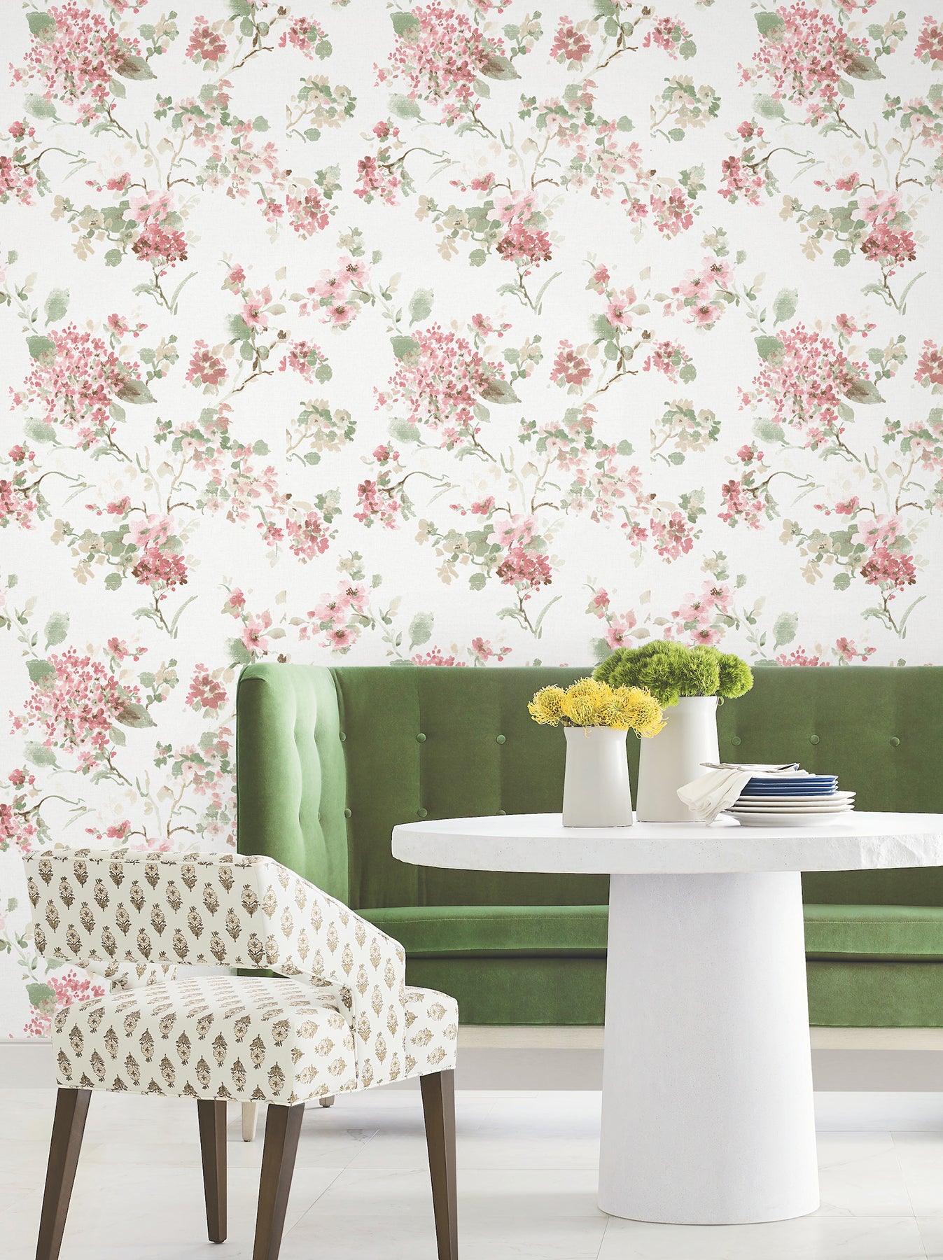 Veiled Garden wallpaper in pink color - pattern number LL3231 - by Antonina Vella in the Layered Luxe collection