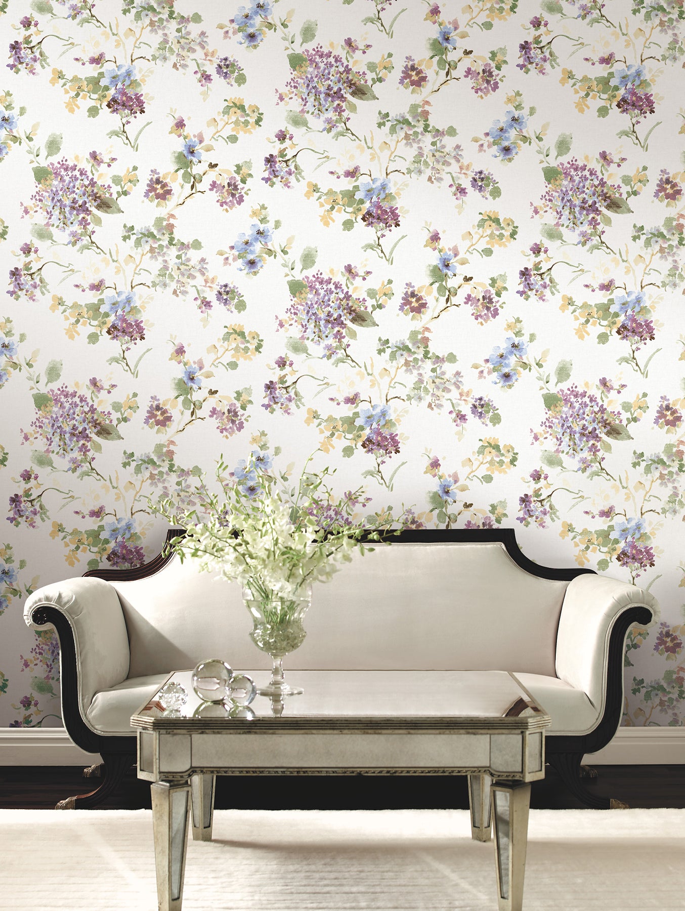 Veiled Garden wallpaper in plum color - pattern number LL3232 - by Antonina Vella in the Layered Luxe collection
