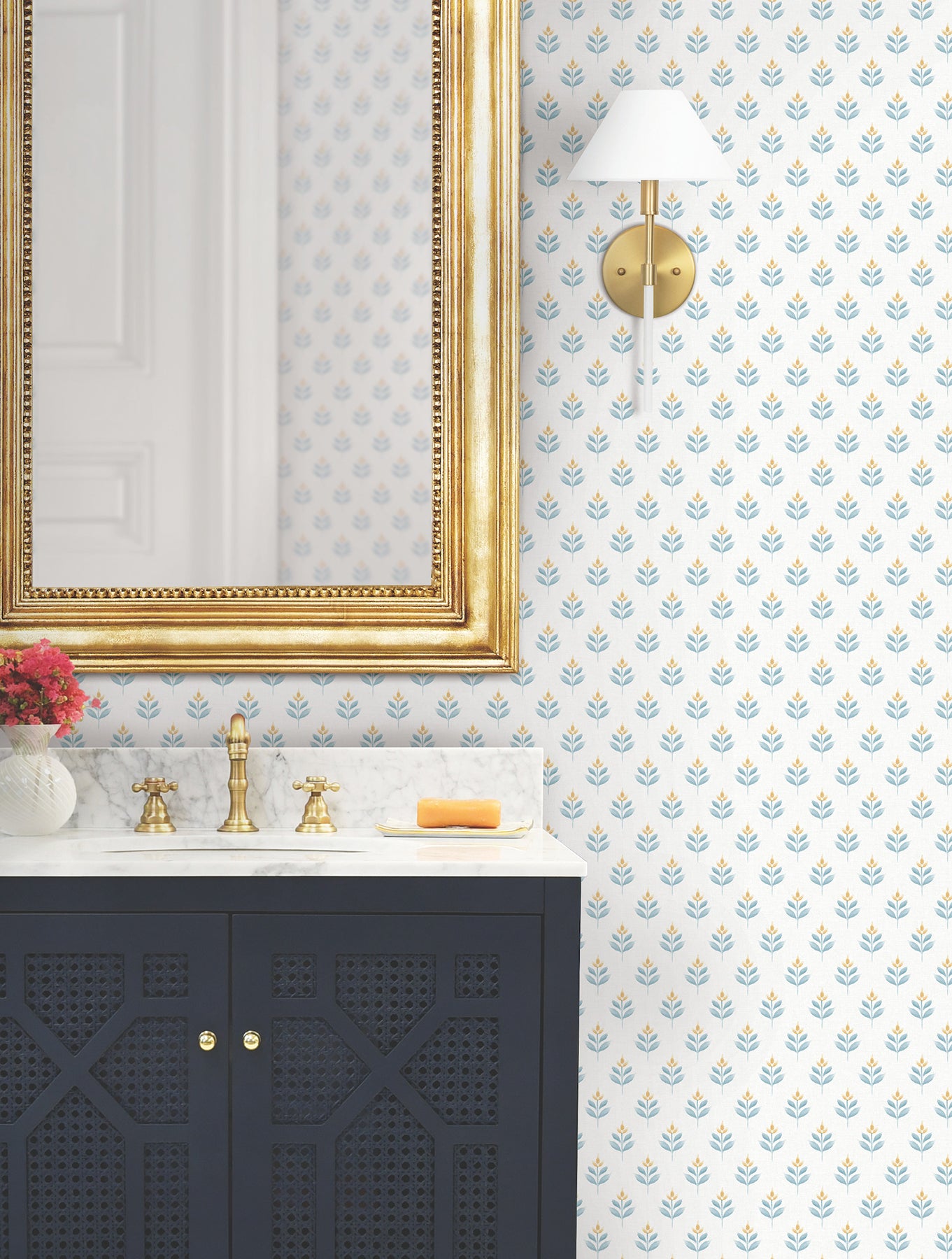 Serene Villa wallpaper in teal color - pattern number LL3233 - by Antonina Vella in the Layered Luxe collection