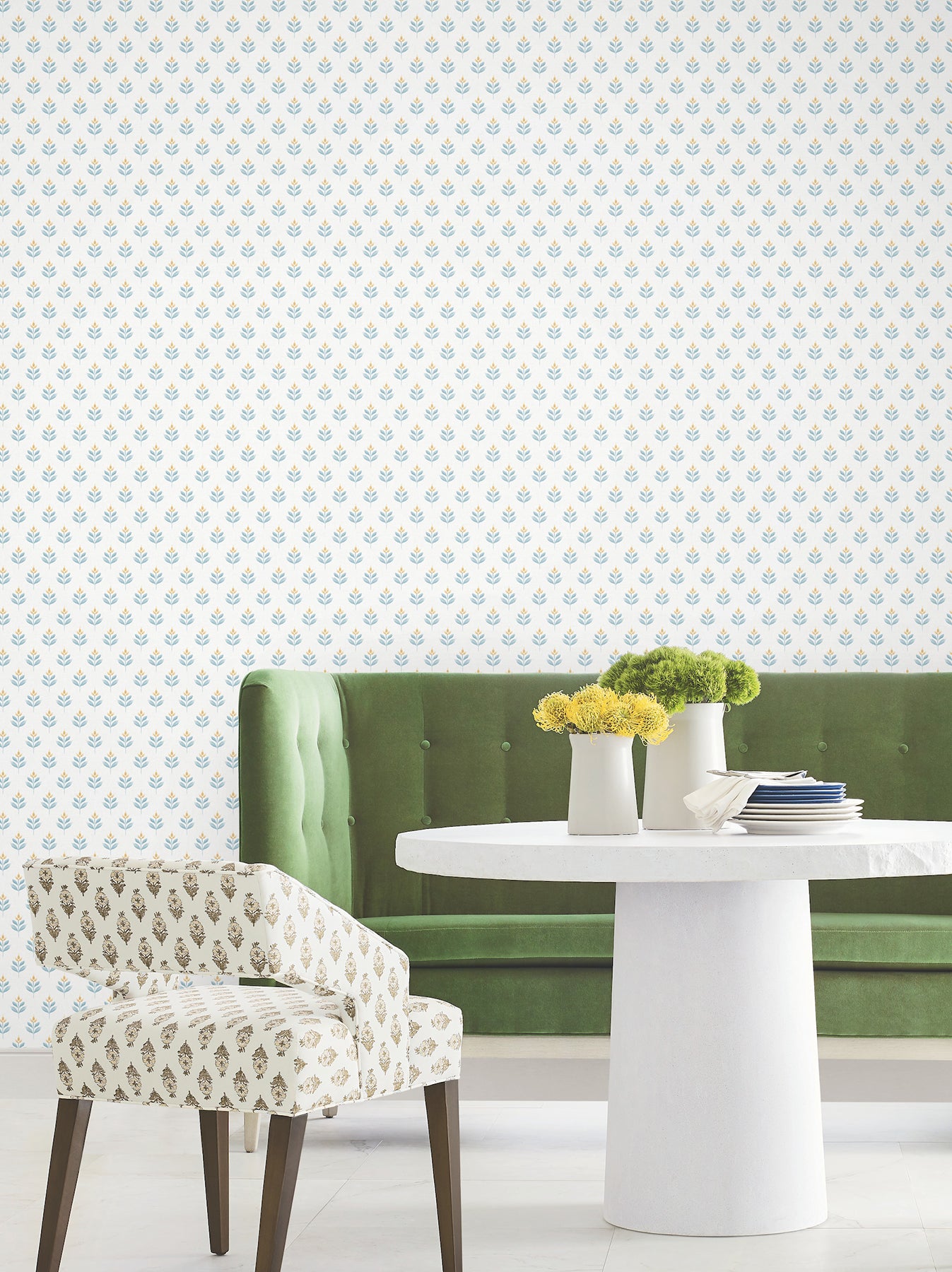 Serene Villa wallpaper in teal color - pattern number LL3233 - by Antonina Vella in the Layered Luxe collection