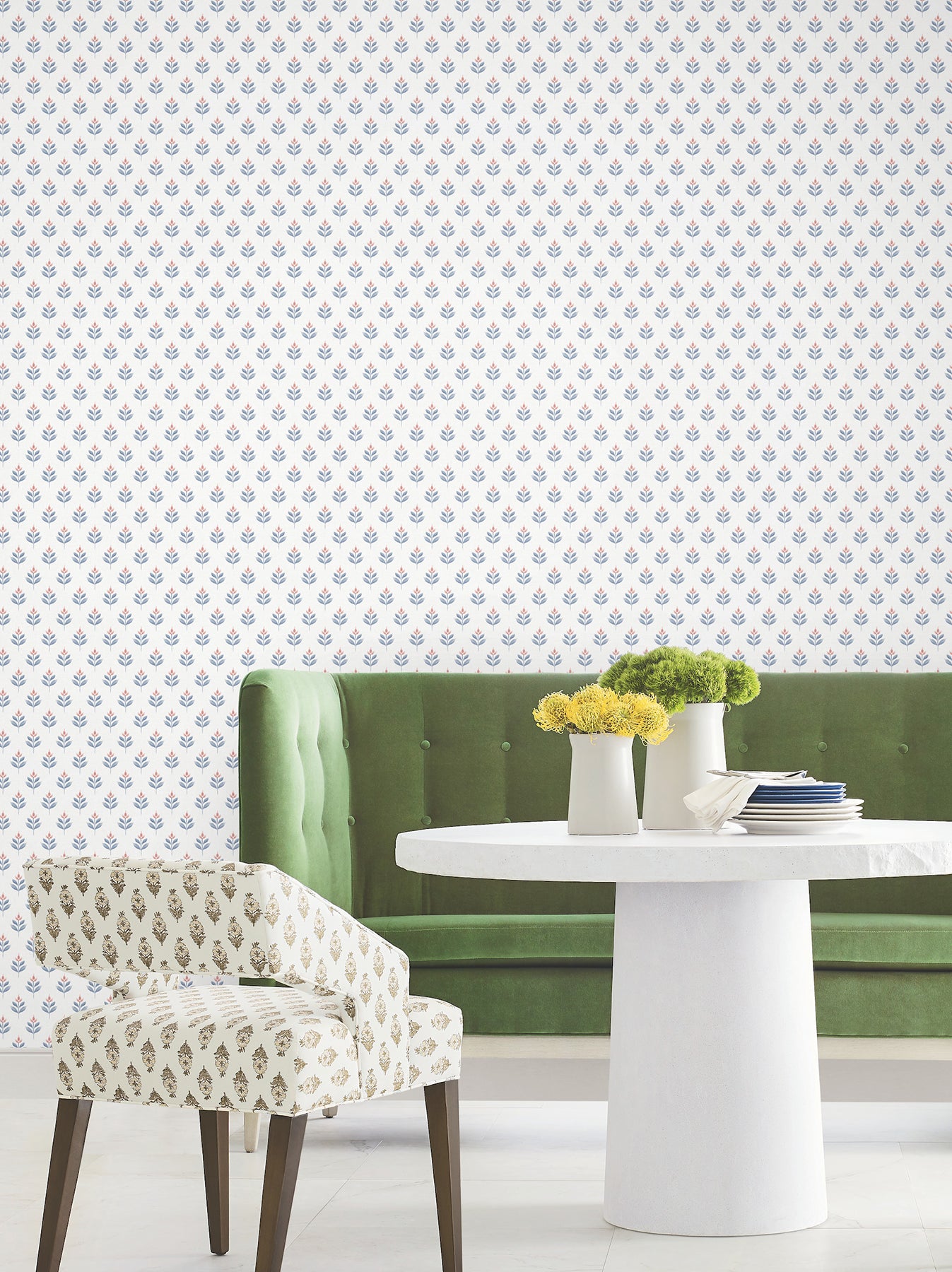 Serene Villa wallpaper in red color - pattern number LL3235 - by Antonina Vella in the Layered Luxe collection
