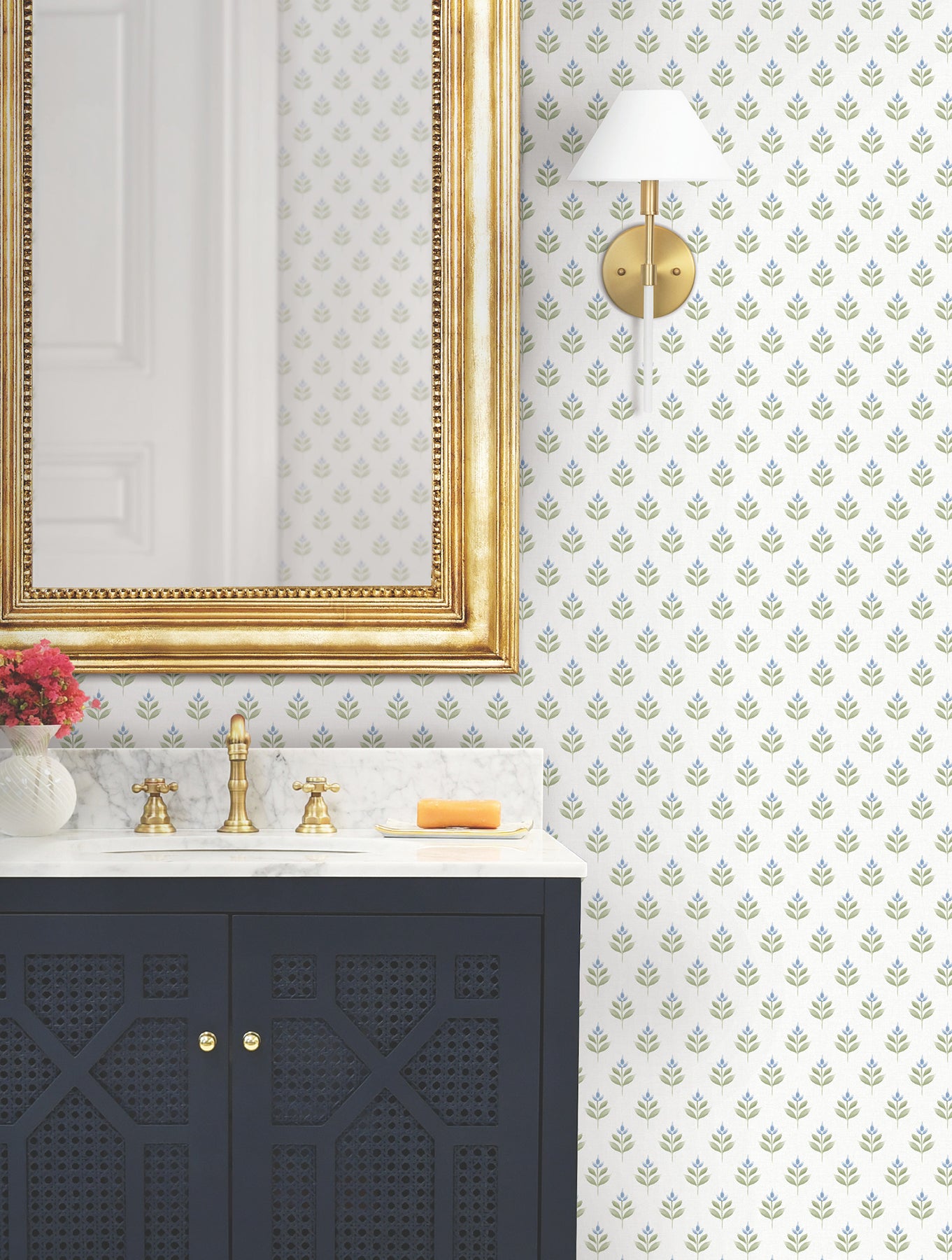 Serene Villa wallpaper in moss color - pattern number LL3237 - by Antonina Vella in the Layered Luxe collection