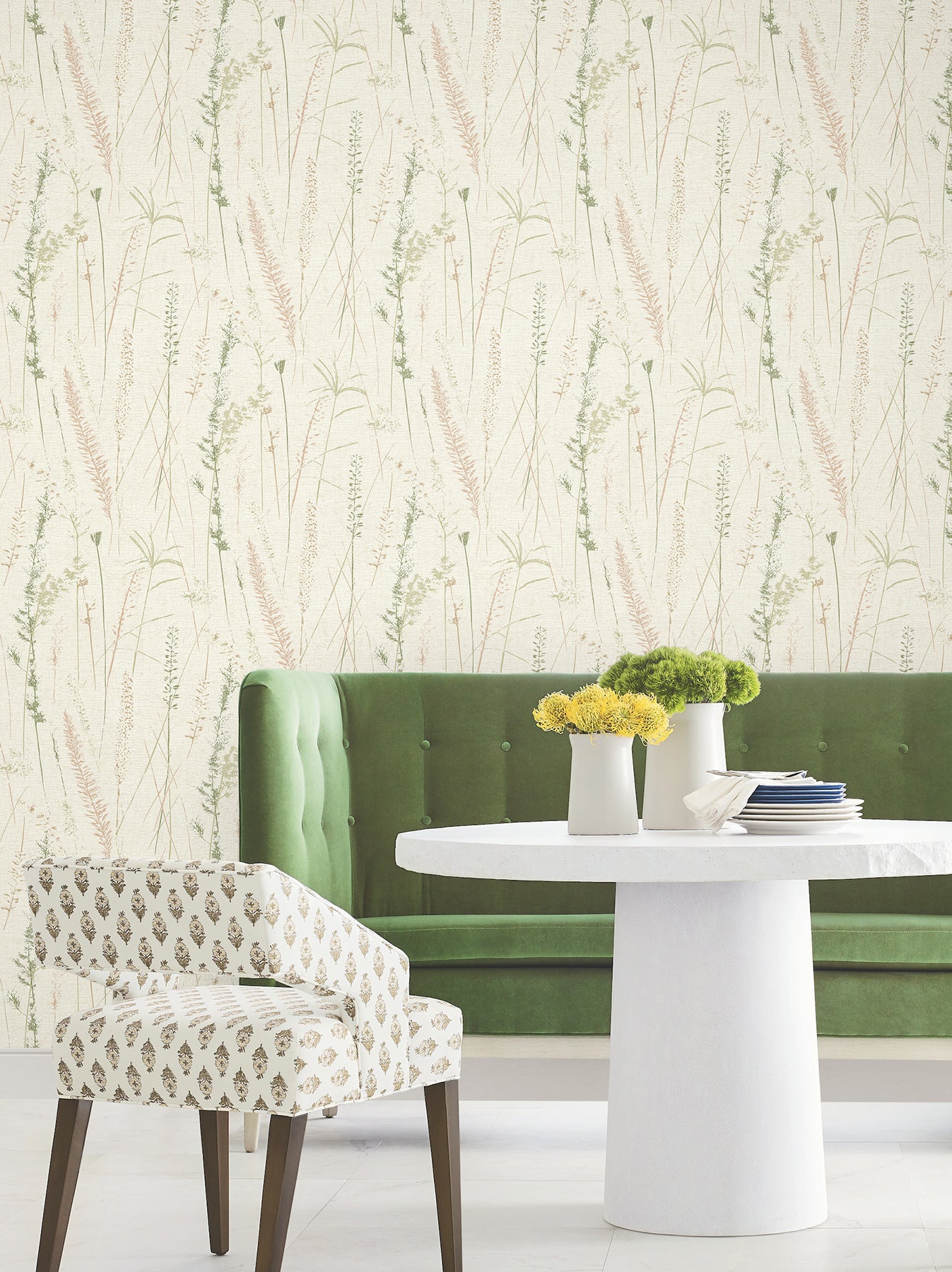 Meadow Splendor wallpaper in salmon color - pattern number LL3238 - by Antonina Vella in the Layered Luxe collection