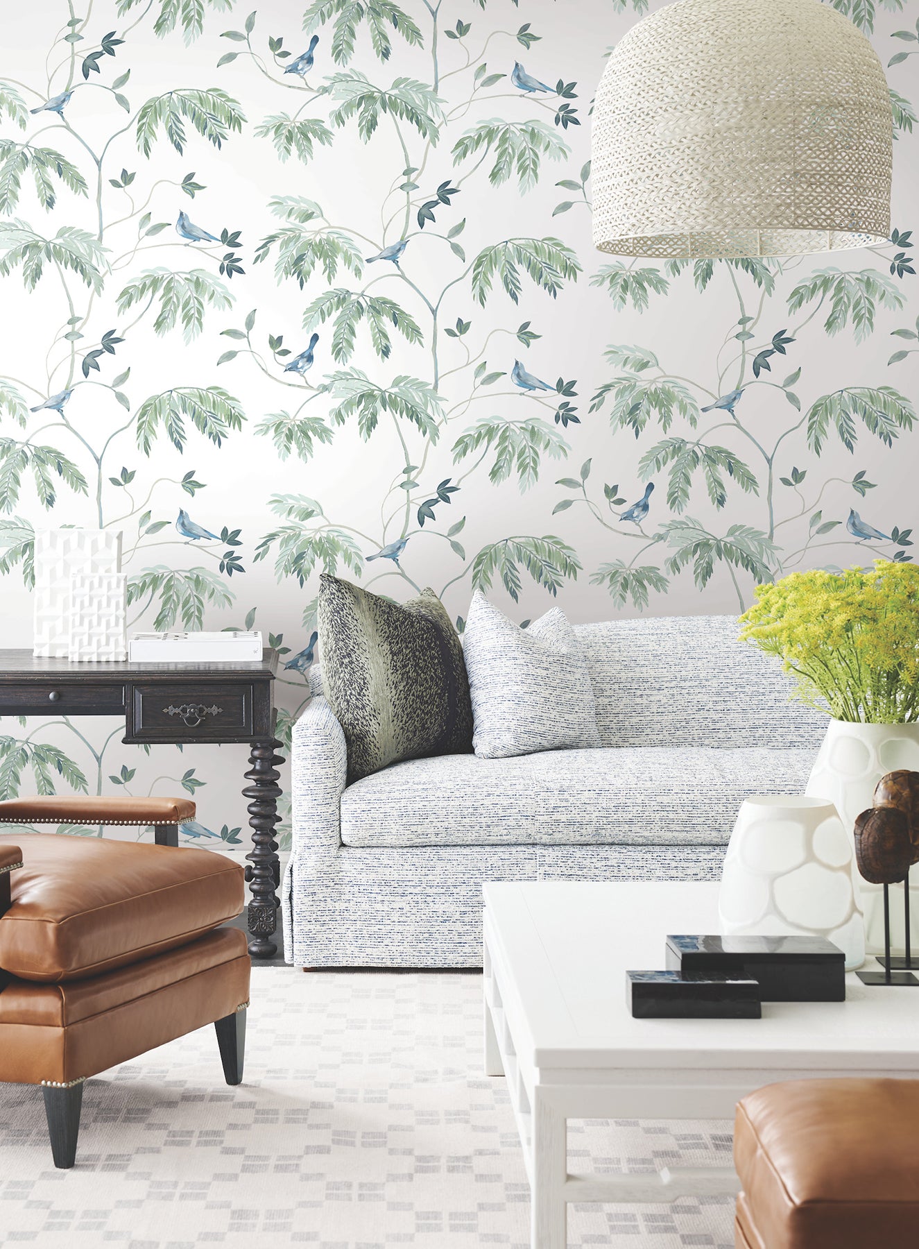 Cillian wallpaper in blue color - pattern number LL3249 - by Antonina Vella in the Layered Luxe collection