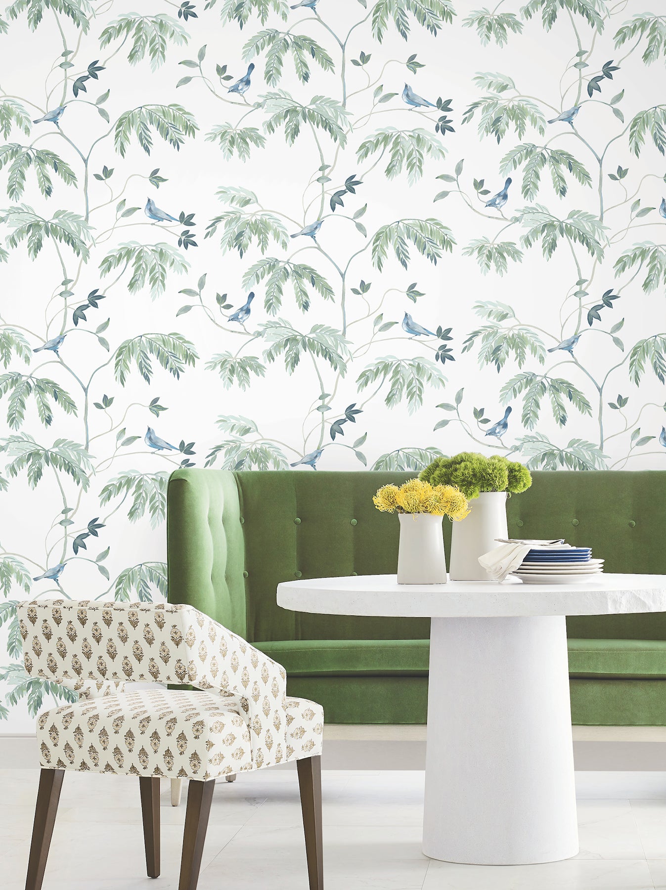 Cillian wallpaper in blue color - pattern number LL3249 - by Antonina Vella in the Layered Luxe collection