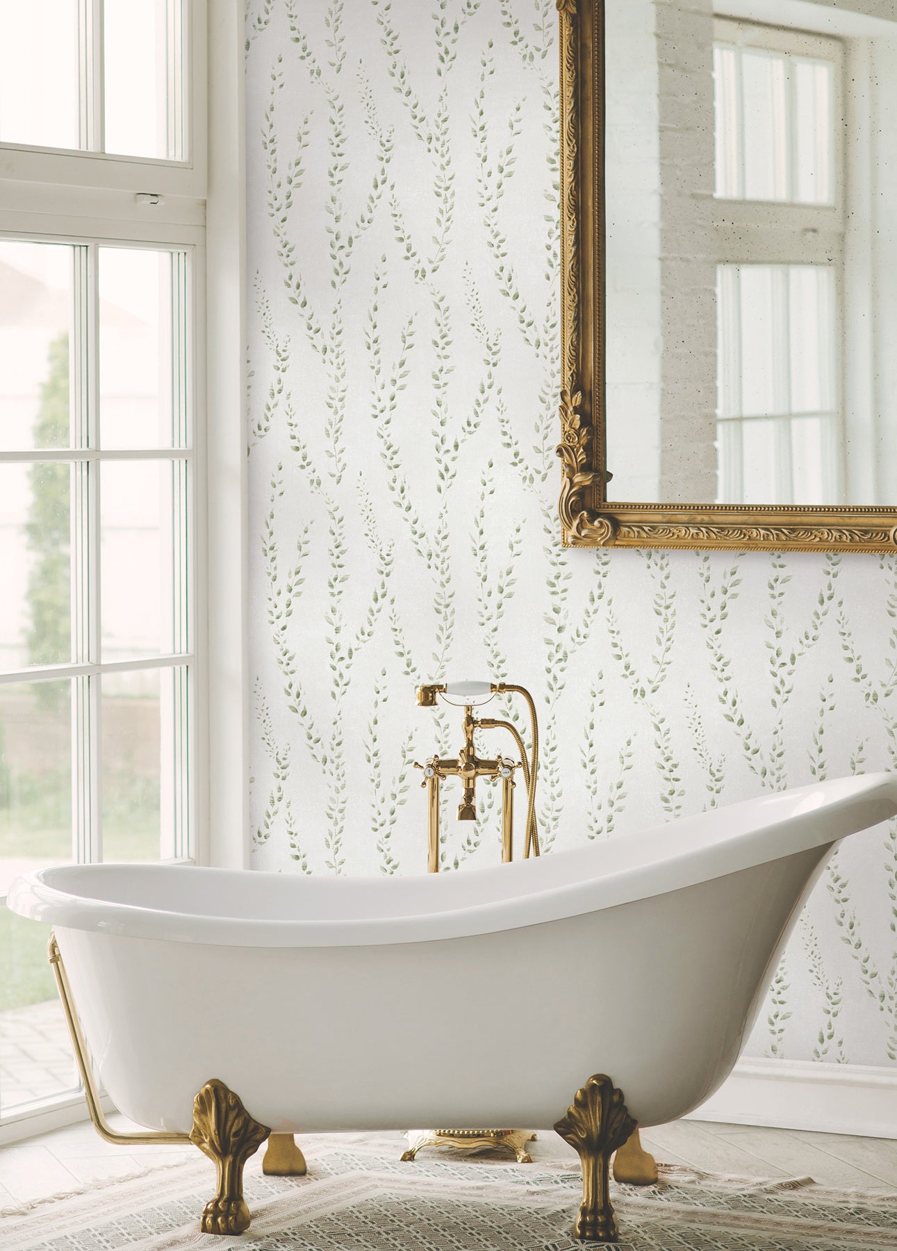 Alpenrose wallpaper in moss color - pattern number LL3252 - by Antonina Vella in the Layered Luxe collection