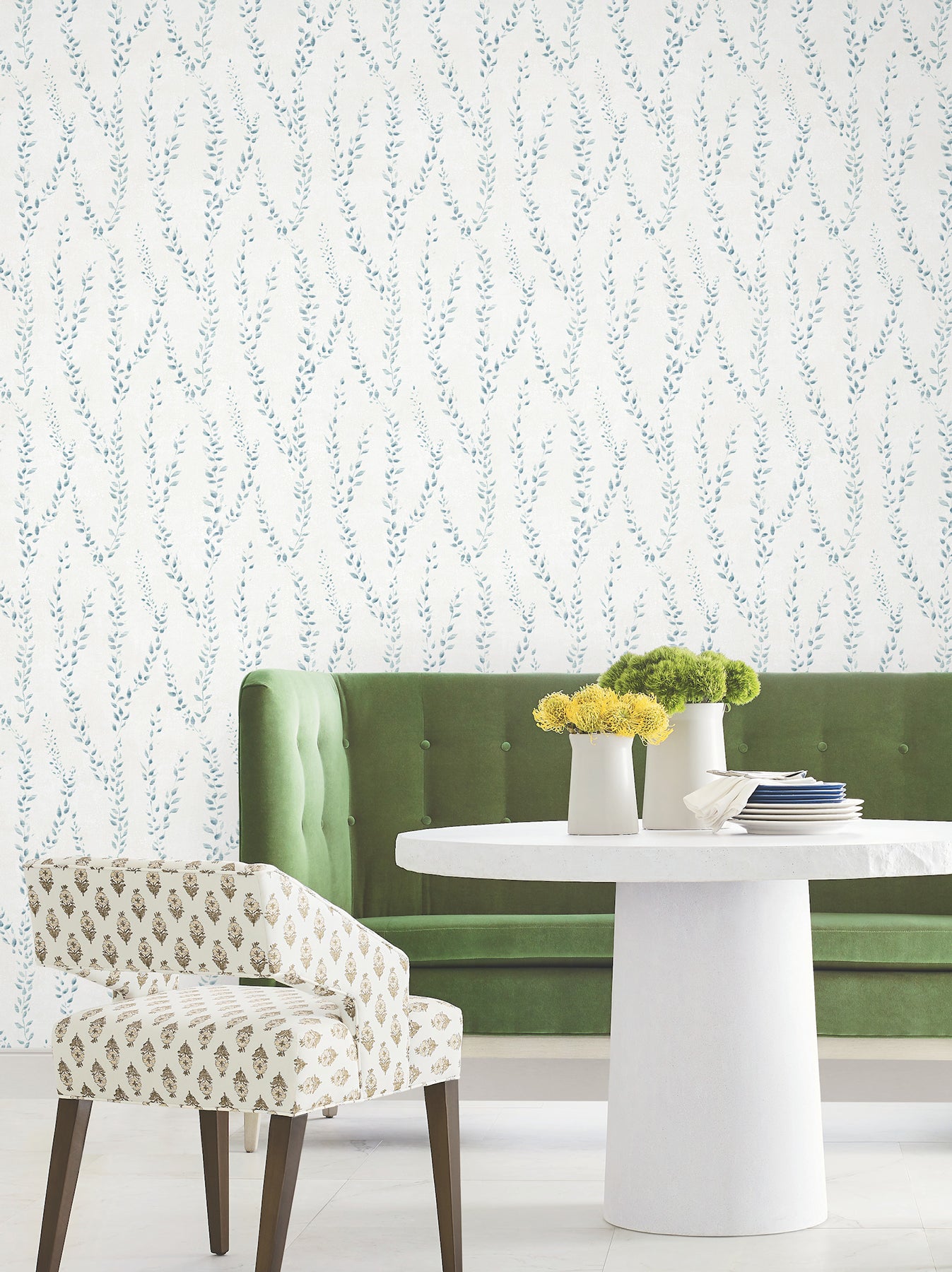 Alpenrose wallpaper in sapphire color - pattern number LL3256 - by Antonina Vella in the Layered Luxe collection