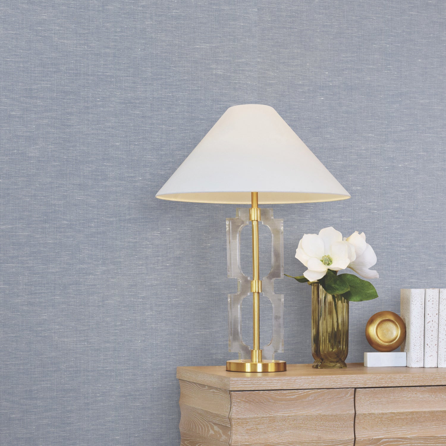 Hempfield Weave wallpaper in blue color - pattern number LL4351 - by Antonina Vella in the Layered Luxe collection