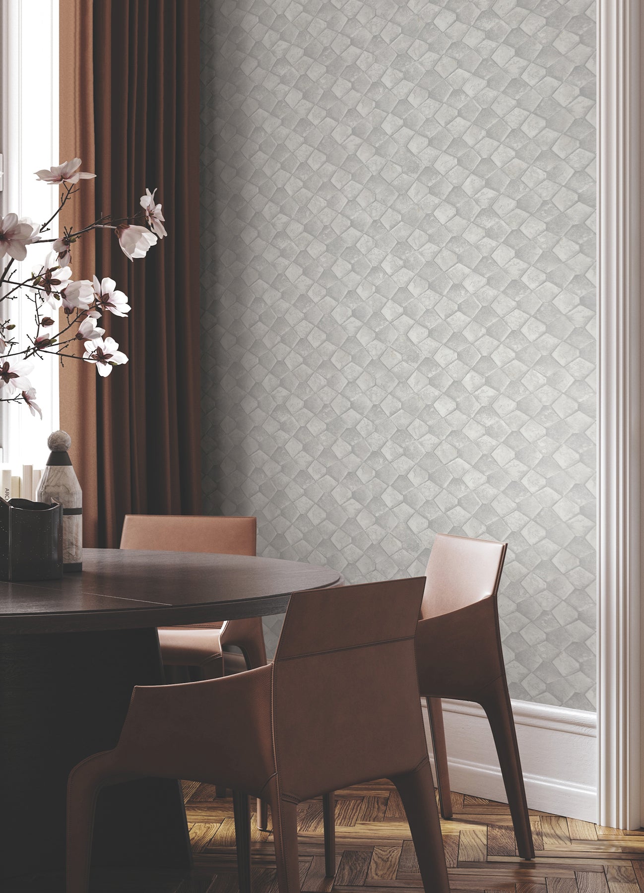 Waterford wallpaper in grey color - pattern number MA34907 - by Antonina Vella in the Opulent Accents collection
