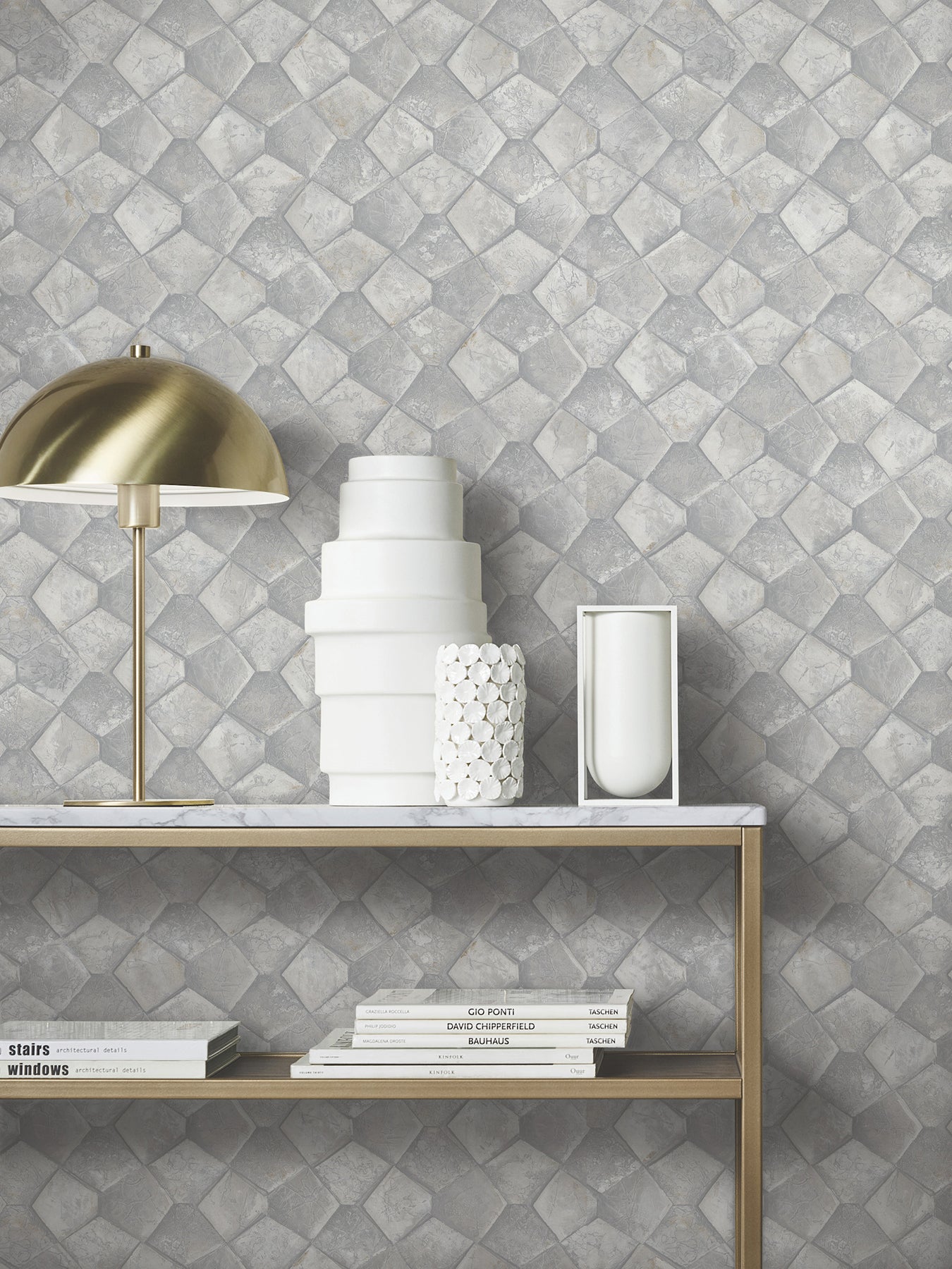 Waterford wallpaper in grey color - pattern number MA34907 - by Antonina Vella in the Opulent Accents collection