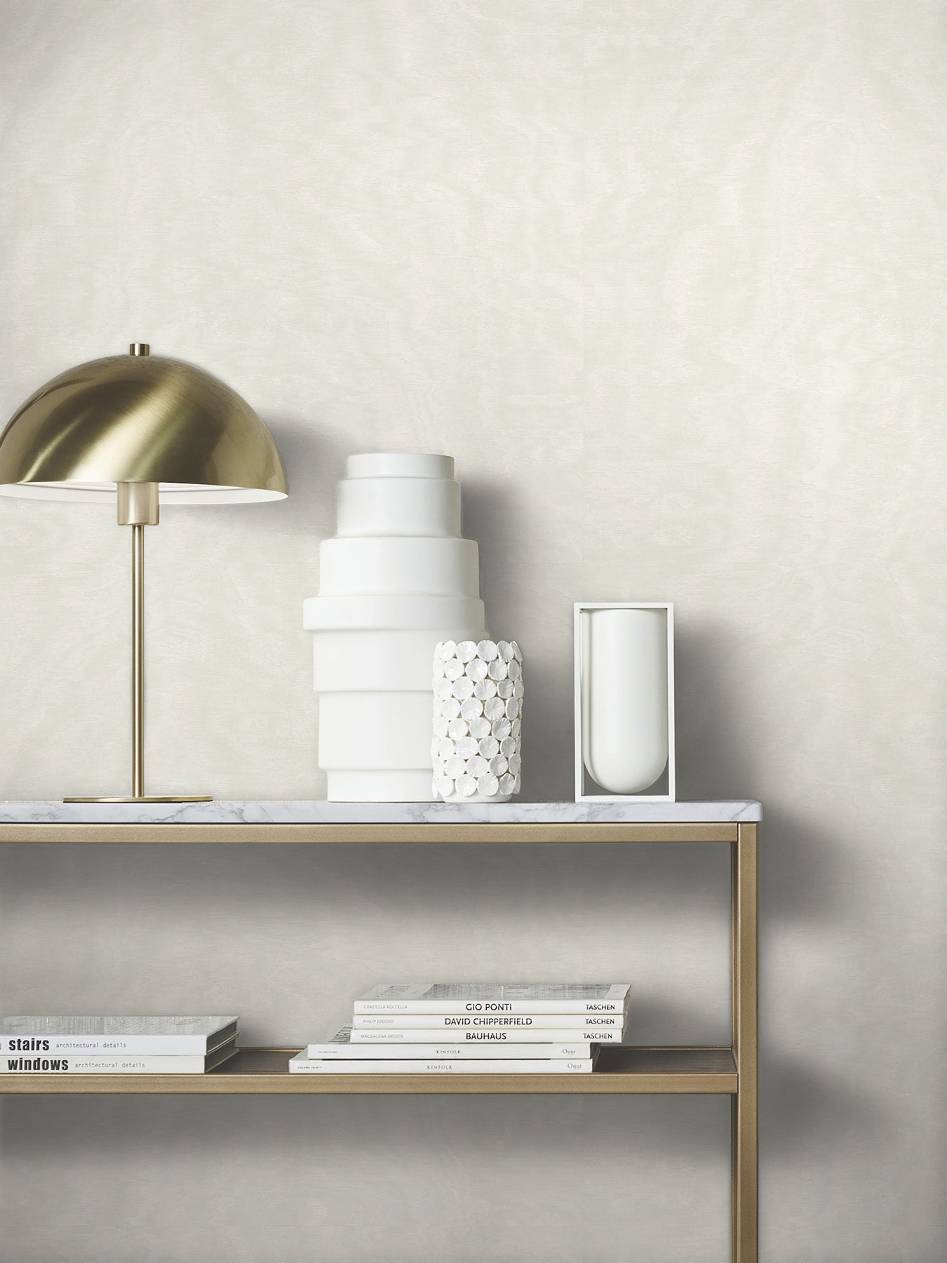 Shimmering Moire wallpaper in white color - pattern number MA34921 - by Antonina Vella in the Opulent Accents collection