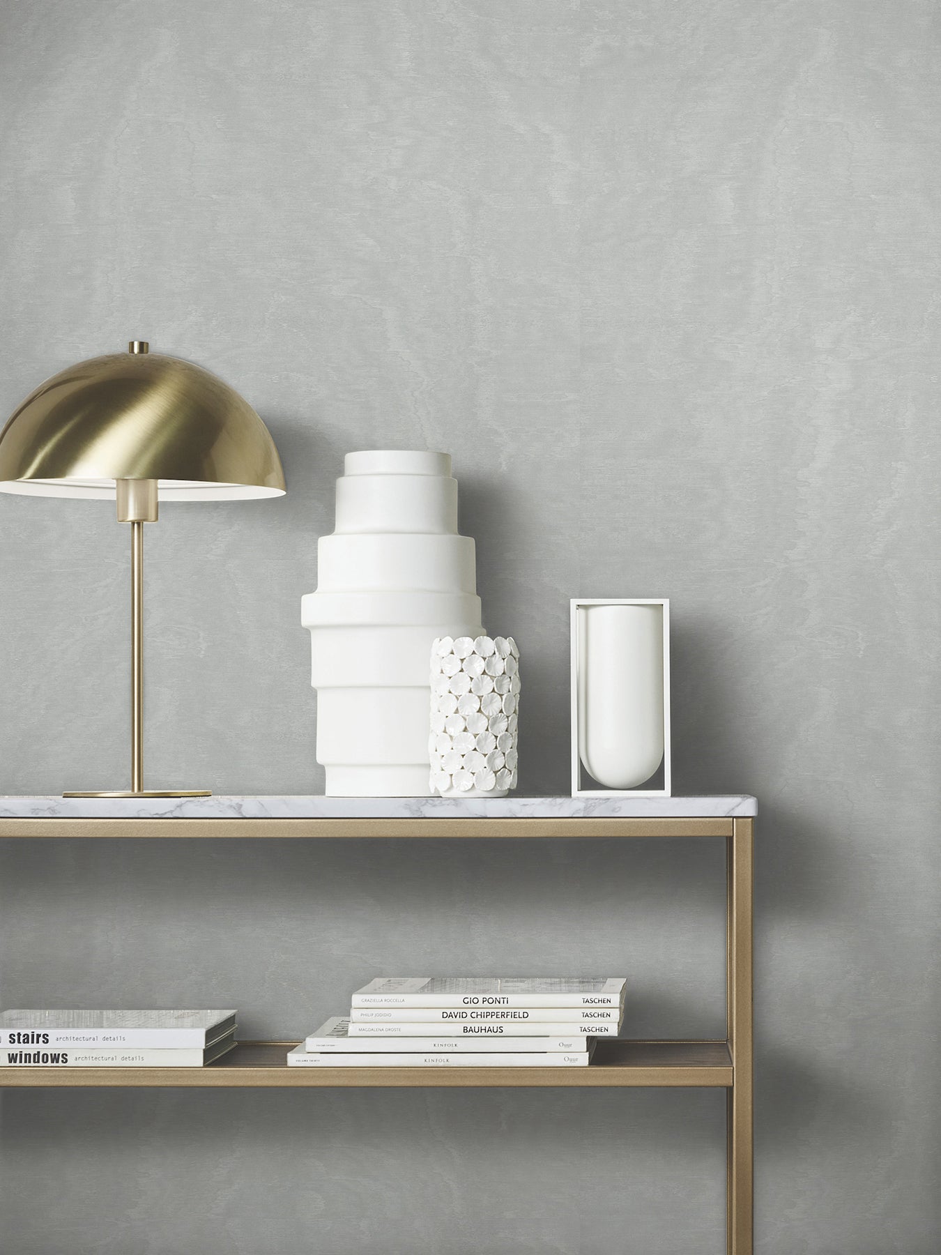 Shimmering Moire wallpaper in silver color - pattern number MA34923 - by Antonina Vella in the Opulent Accents collection