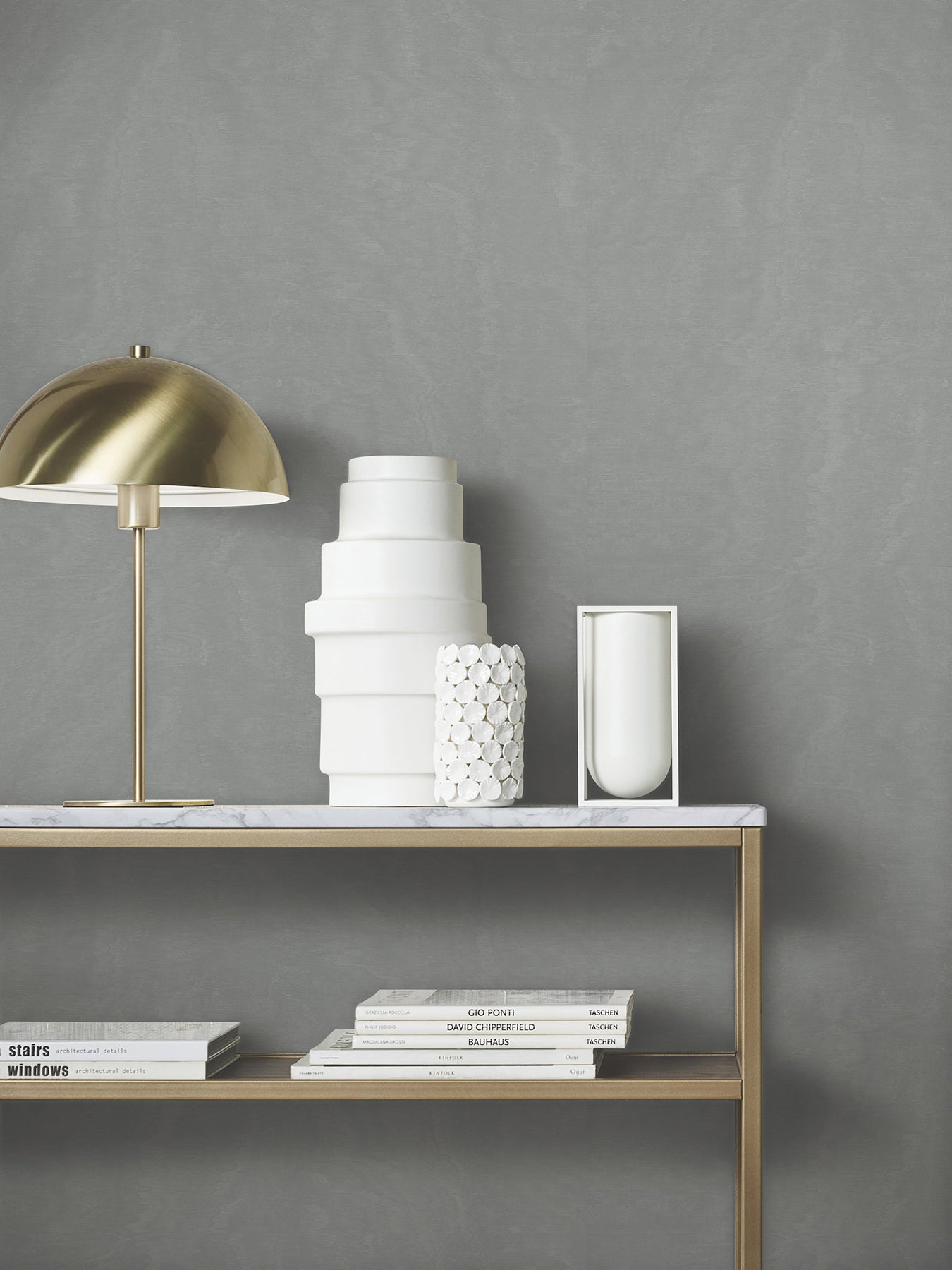 Shimmering Moire wallpaper in pewter color - pattern number MA34924 - by Antonina Vella in the Opulent Accents collection