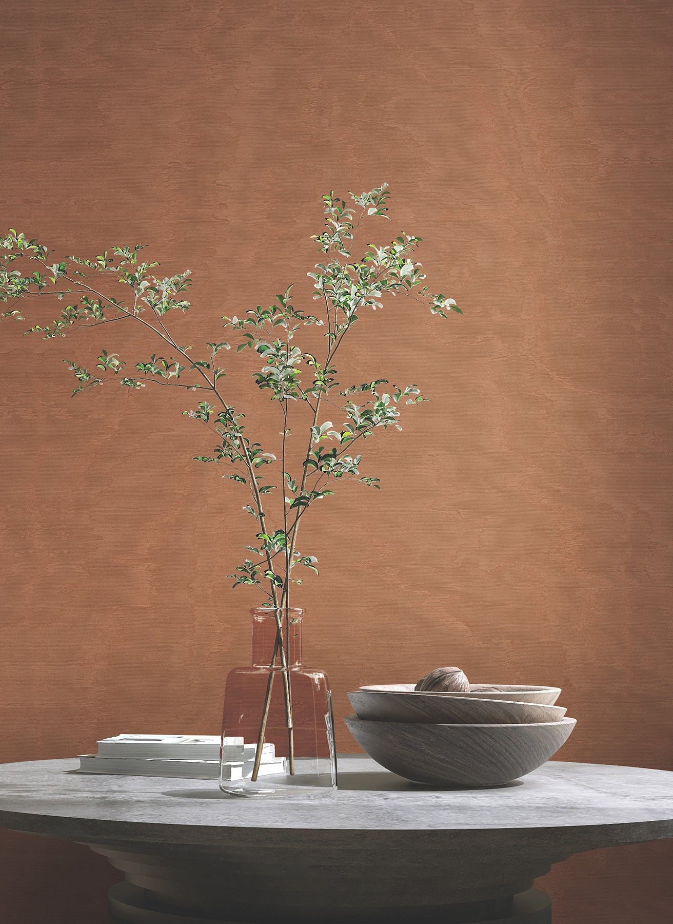 Shimmering Moire wallpaper in copper color - pattern number MA34926 - by Antonina Vella in the Opulent Accents collection