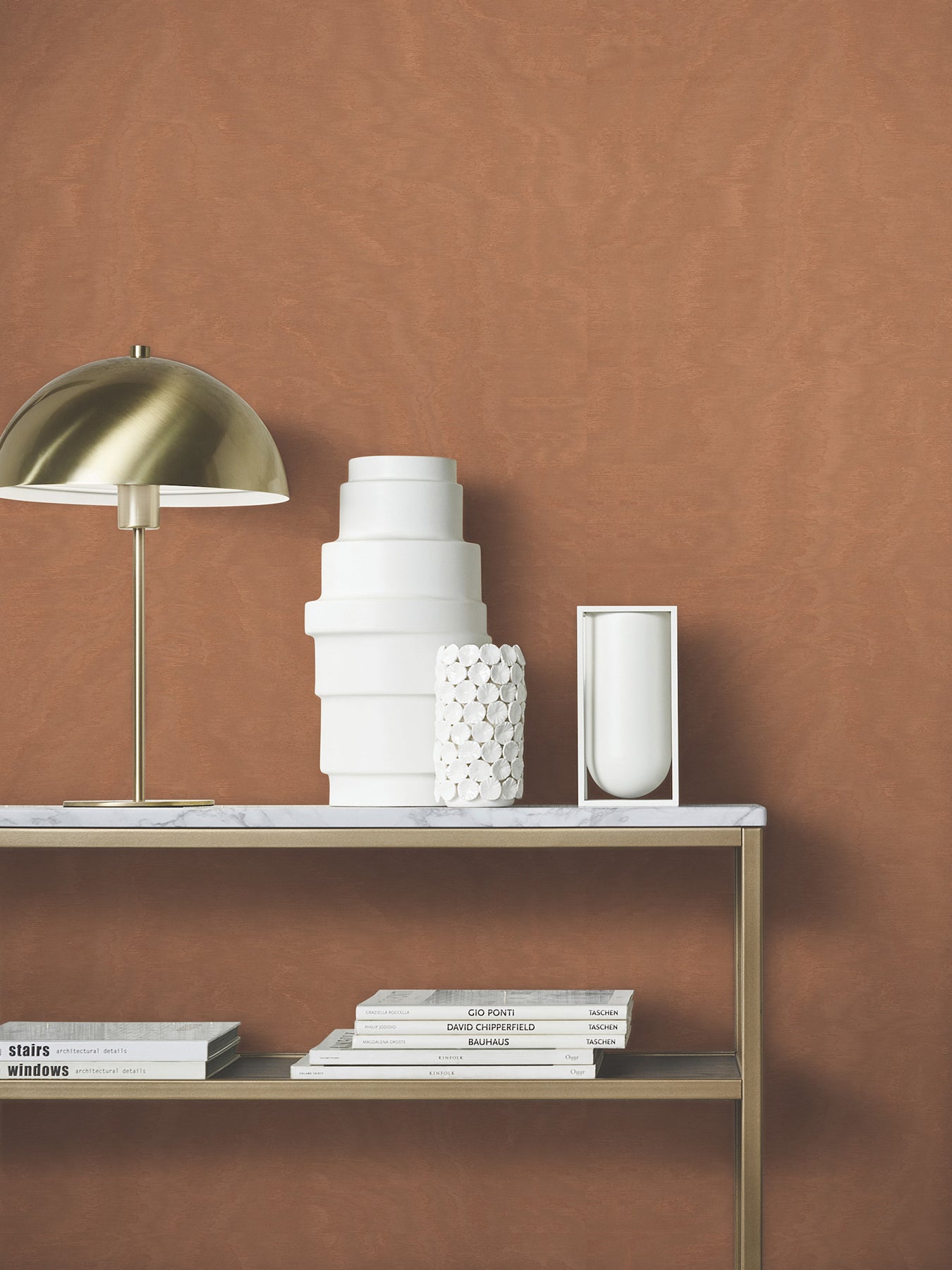 Shimmering Moire wallpaper in copper color - pattern number MA34926 - by Antonina Vella in the Opulent Accents collection