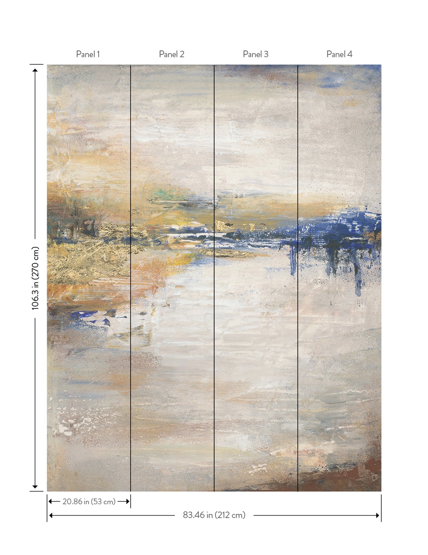 Crystal Lake 4 Panel mural in multicolor color - pattern number MA35499M - by Antonina Vella in the Opulent Accents collection