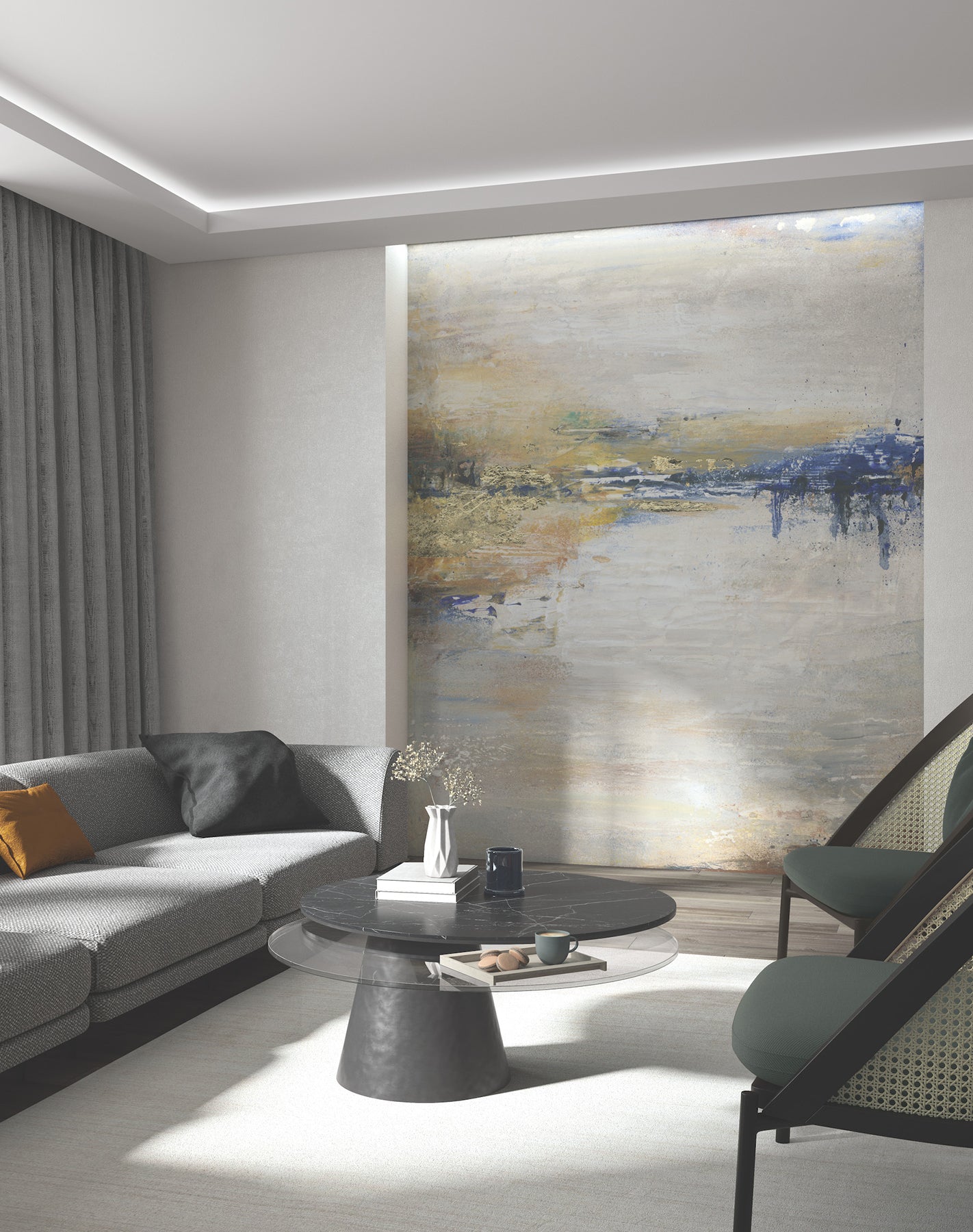 Crystal Lake 4 Panel mural in multicolor color - pattern number MA35499M - by Antonina Vella in the Opulent Accents collection