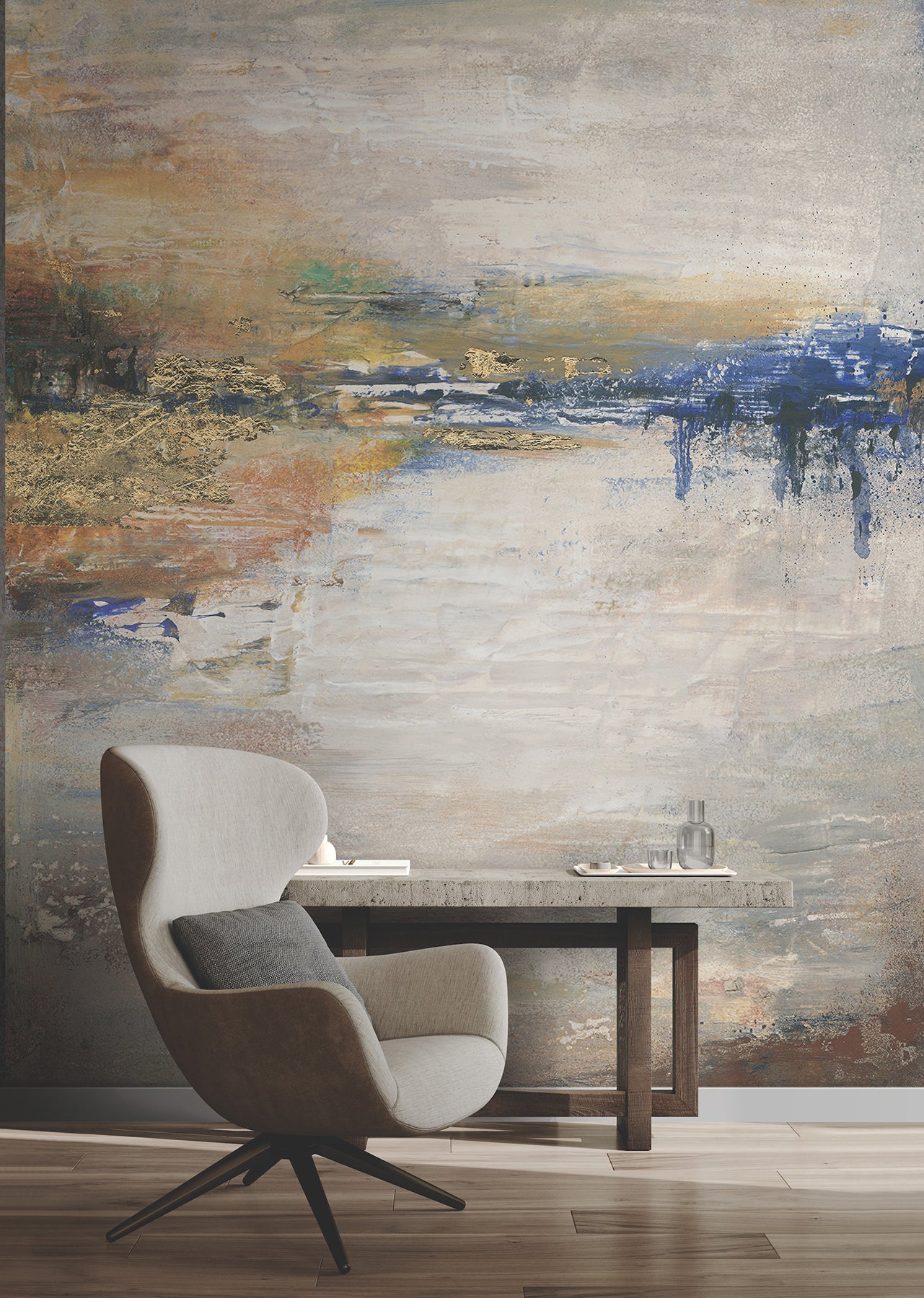 Crystal Lake 4 Panel mural in multicolor color - pattern number MA35499M - by Antonina Vella in the Opulent Accents collection