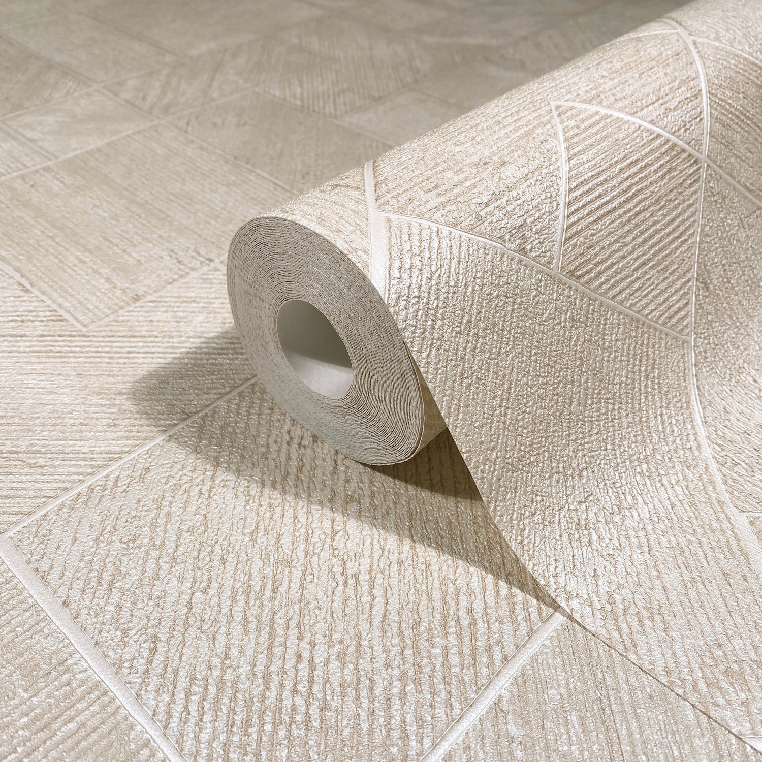 Marquetry wallpaper in beige color - pattern number MA35509 - by Antonina Vella in the Opulent Accents collection