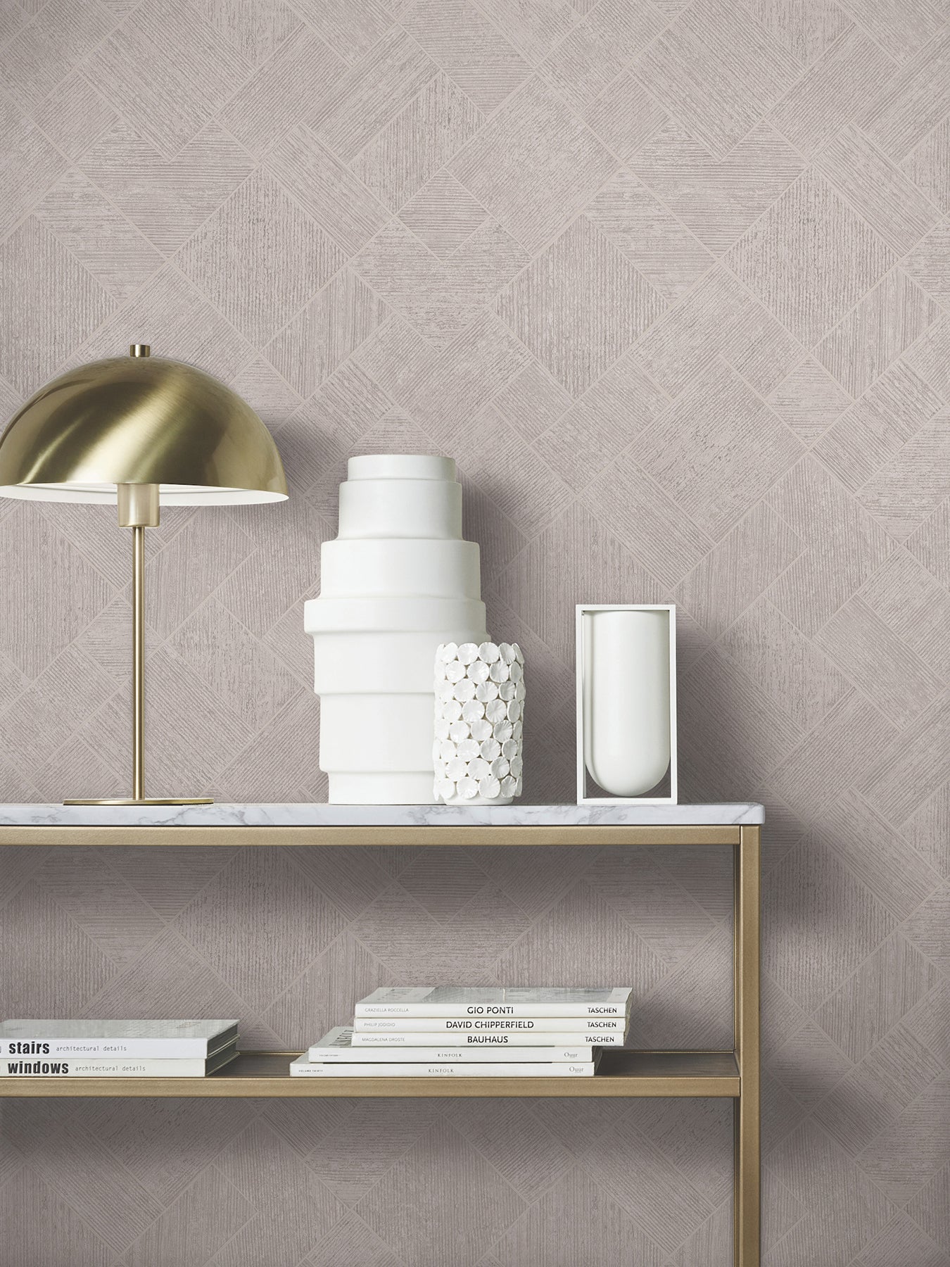 Marquetry wallpaper in grey color - pattern number MA35510 - by Antonina Vella in the Opulent Accents collection