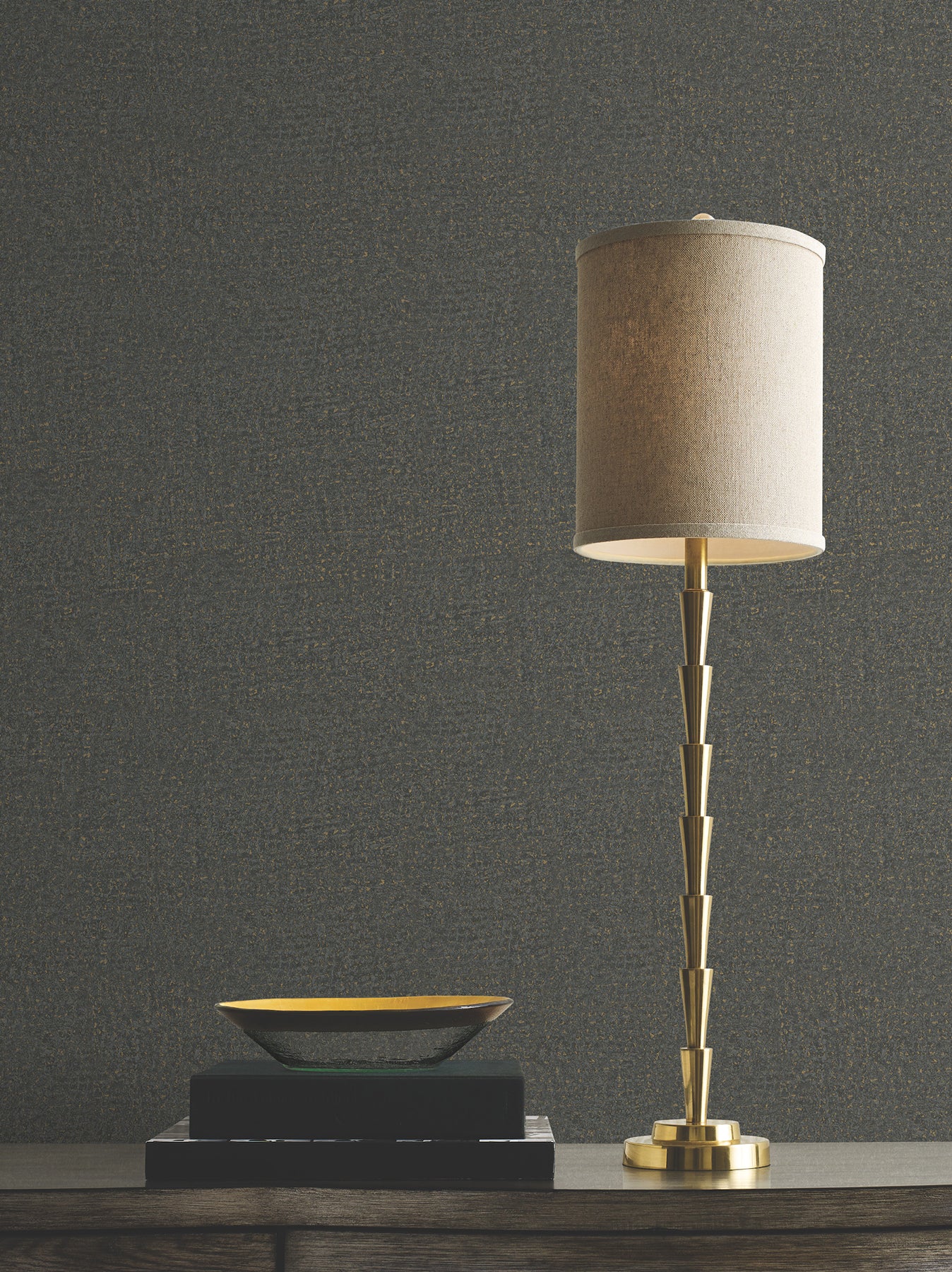 Garden Stone wallpaper in charcoal color - pattern number MA35520 - by Antonina Vella in the Opulent Accents collection