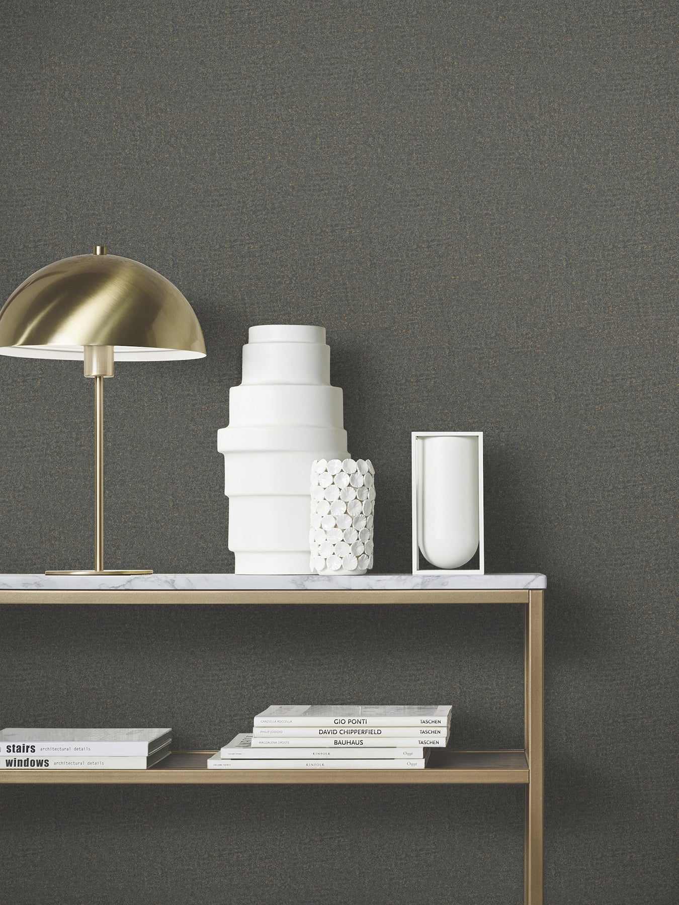 Garden Stone wallpaper in charcoal color - pattern number MA35520 - by Antonina Vella in the Opulent Accents collection