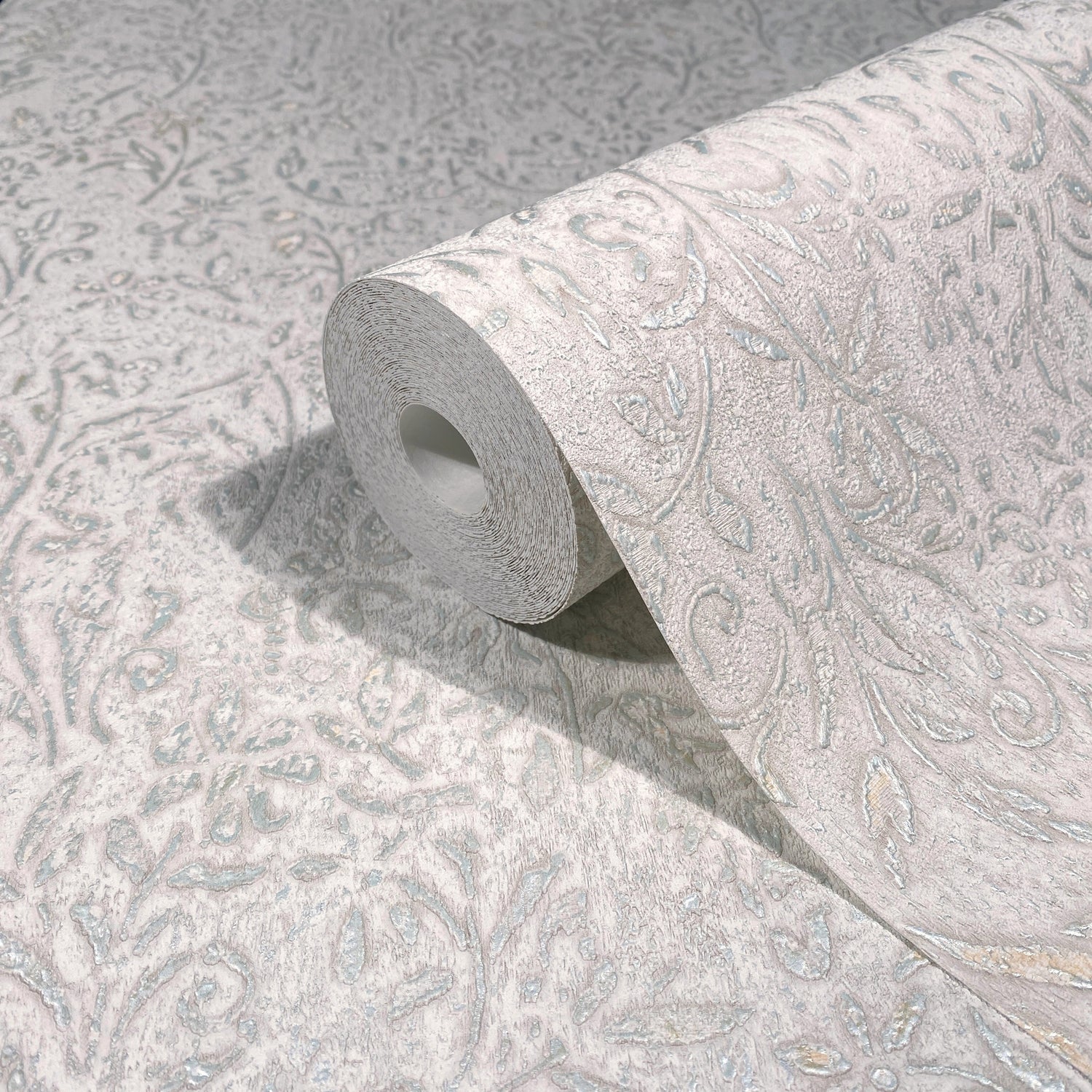 Sculpted Floral wallpaper in aqua color - pattern number MA35529 - by Antonina Vella in the Opulent Accents collection